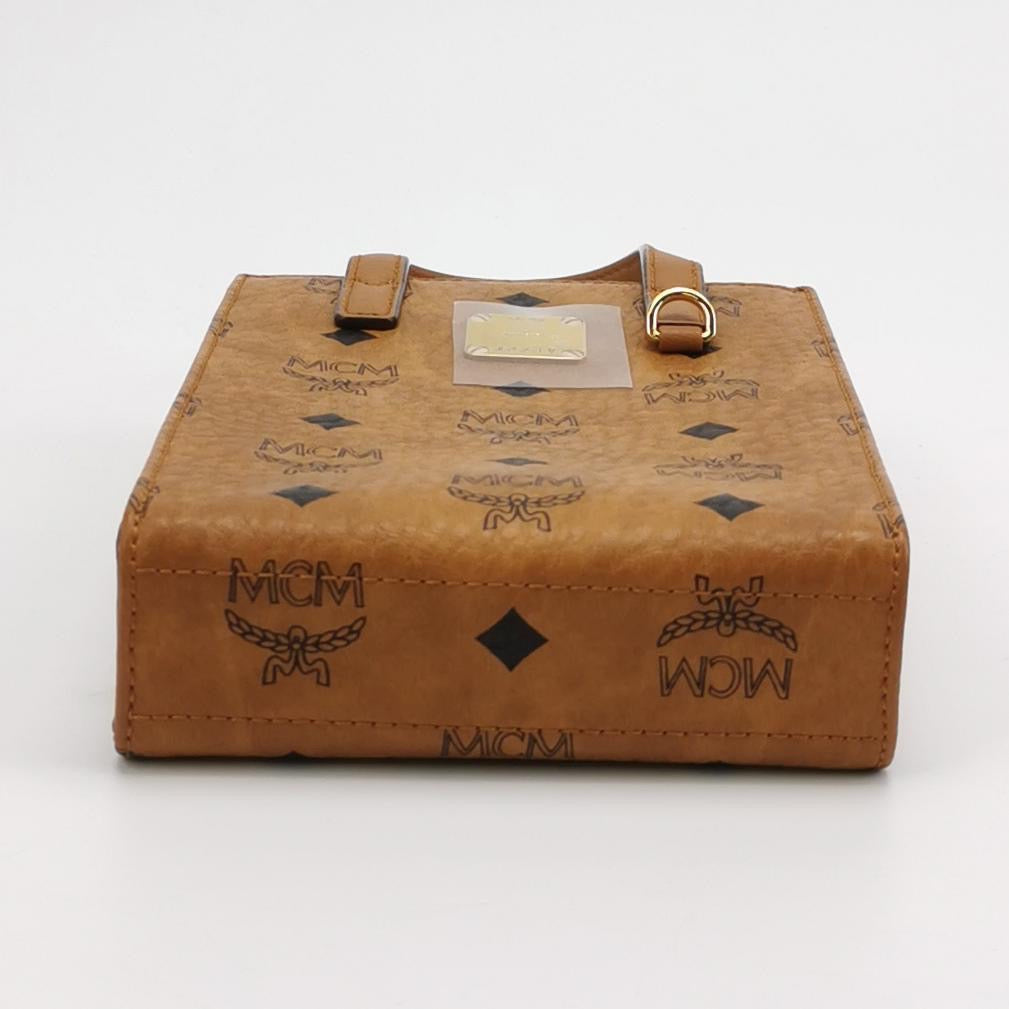 MCM - Visetos Mini Shopper (MYSAAVI02CO001) - Visetos monogram coated canvas with leather trim - Cognac - (mini)