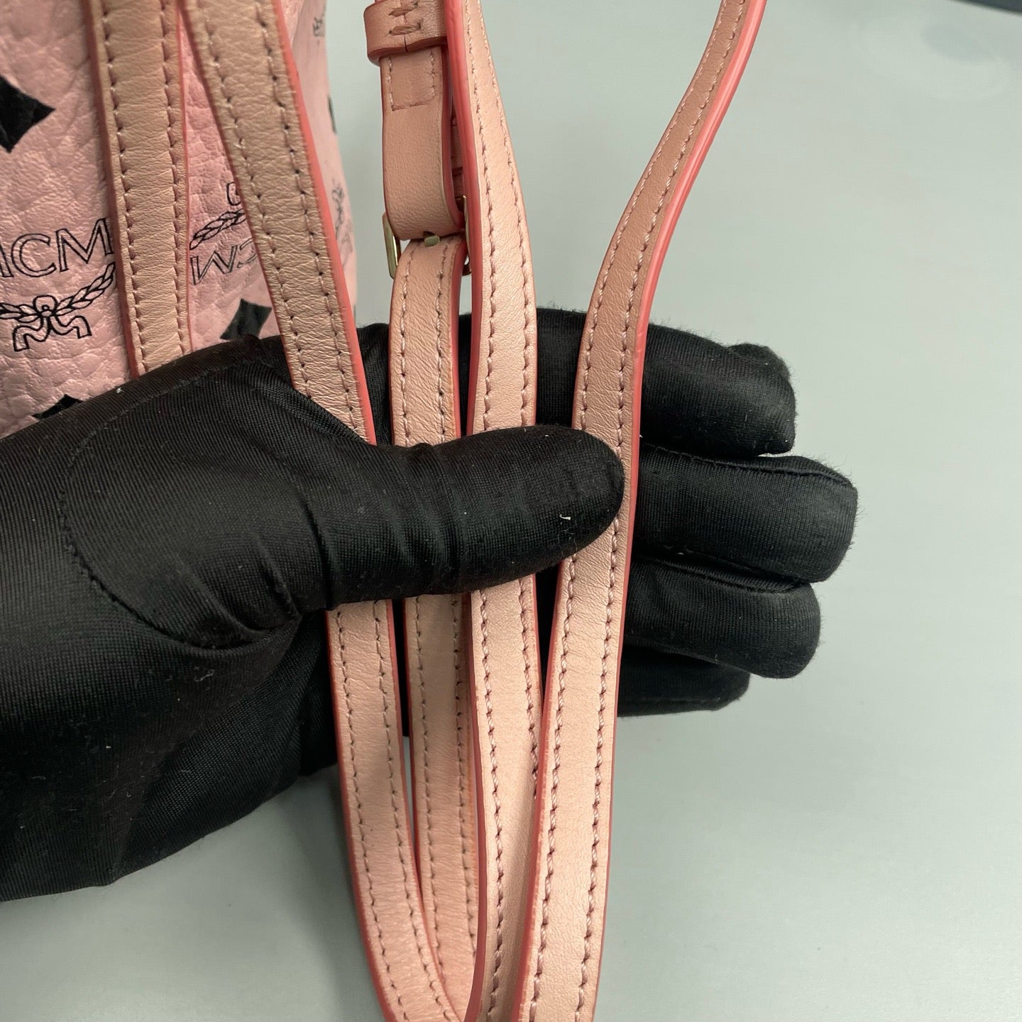 MCM - Visetos Monogram Rabbit Drawstring Bucket Bag - MCM Visetos coated canvas with leather trim - Pink - (mini)