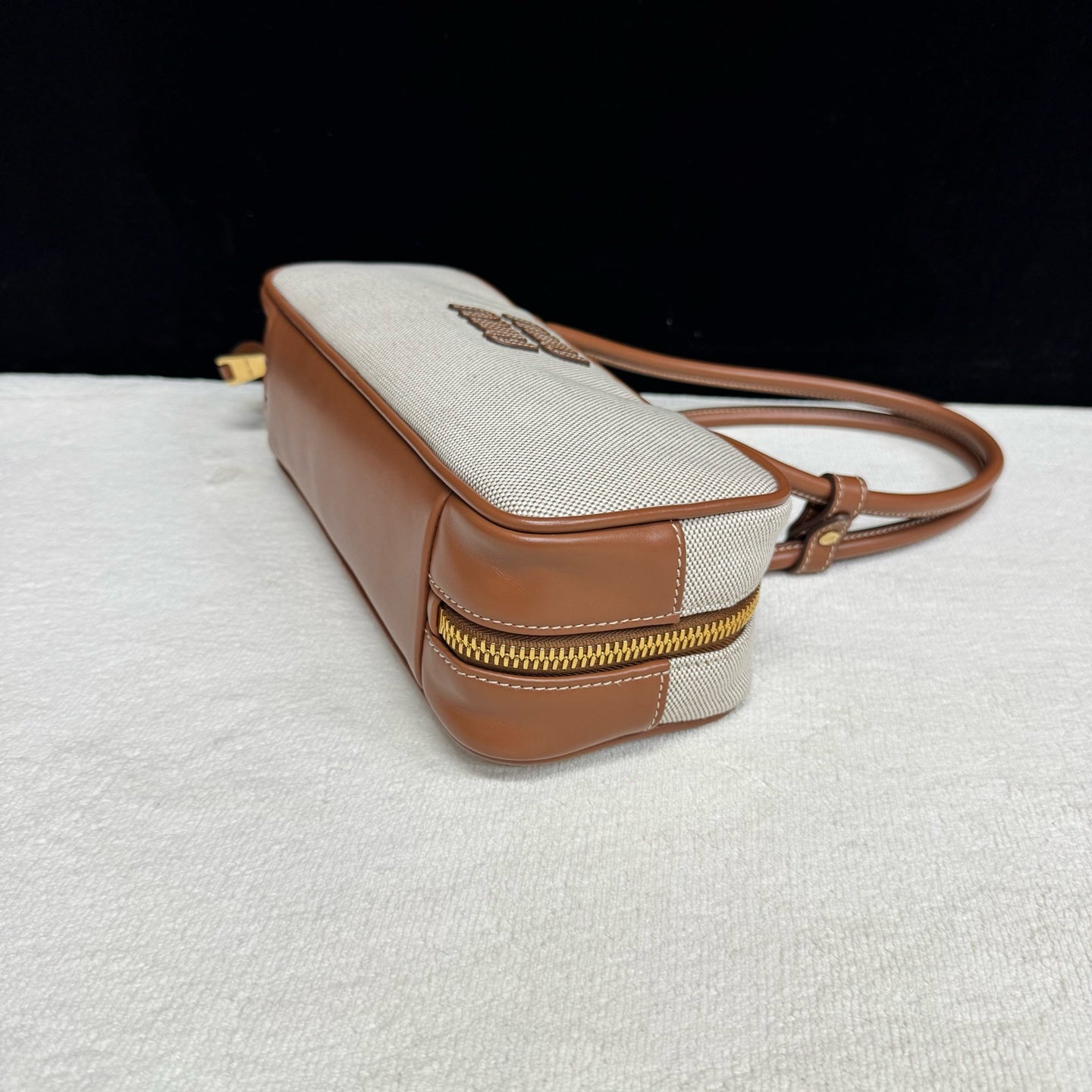 Miu Miu - Bowling Bag - Canvas and leather - Beige with Brown trim - (Small)