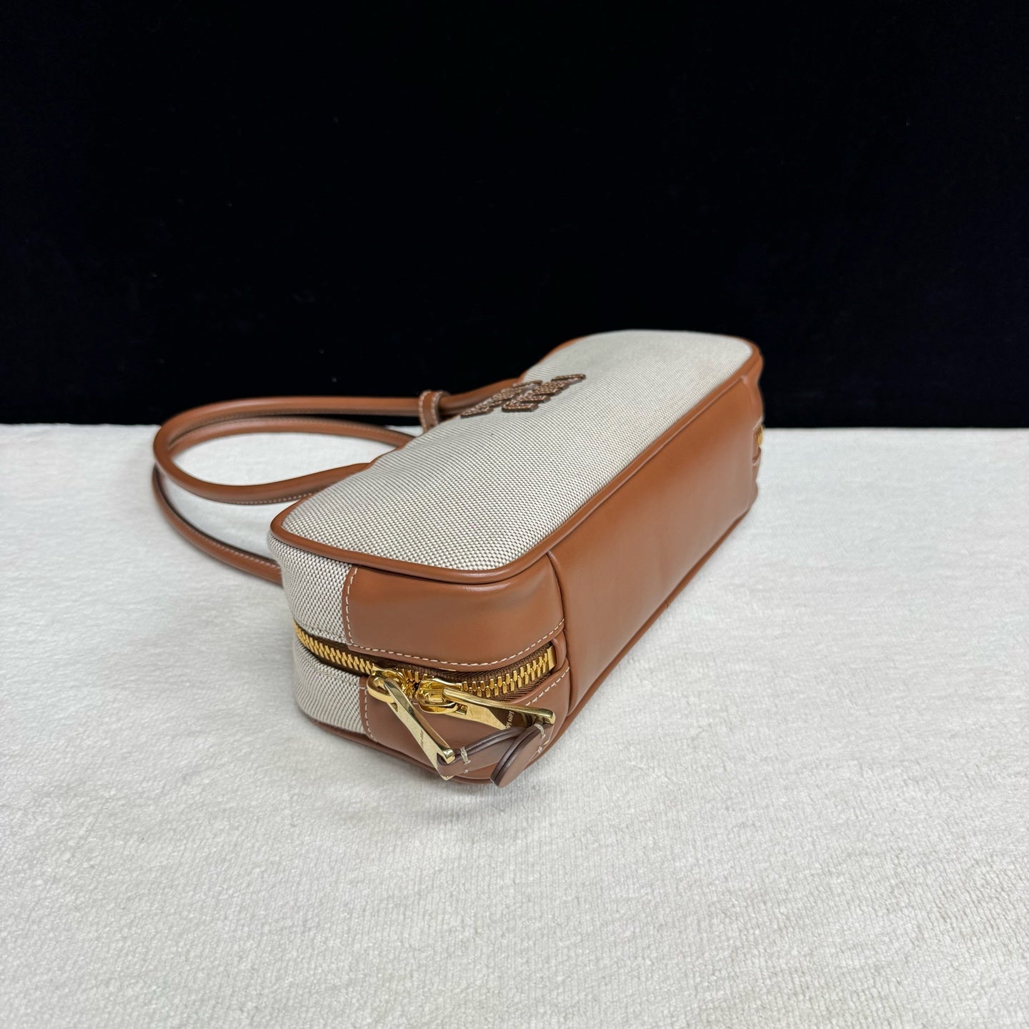 Miu Miu - Bowling Bag - Canvas and leather - Beige with Brown trim - (Small)