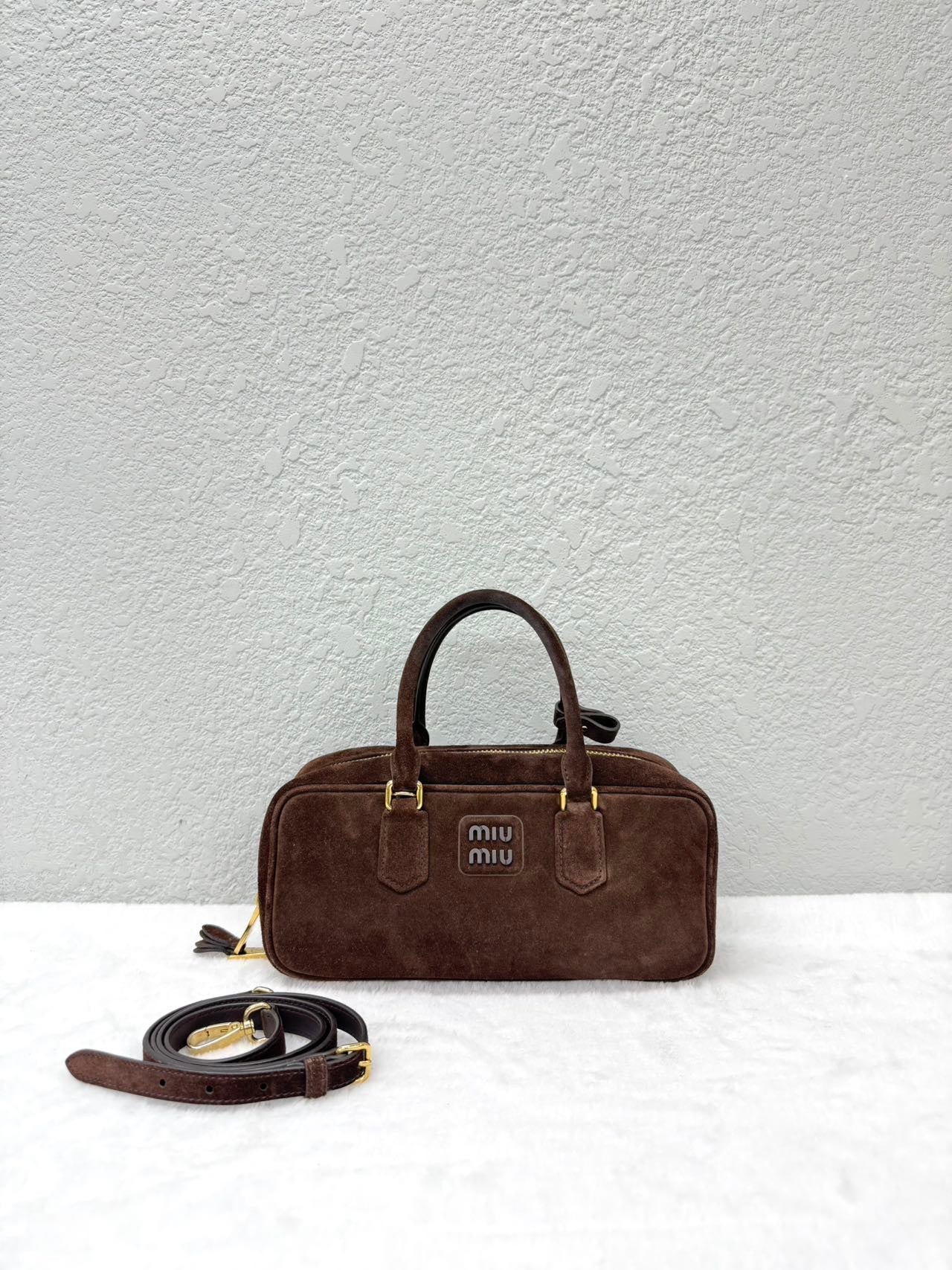 Miu Miu - Bowling bag - Suede leather - Brown - (Small)