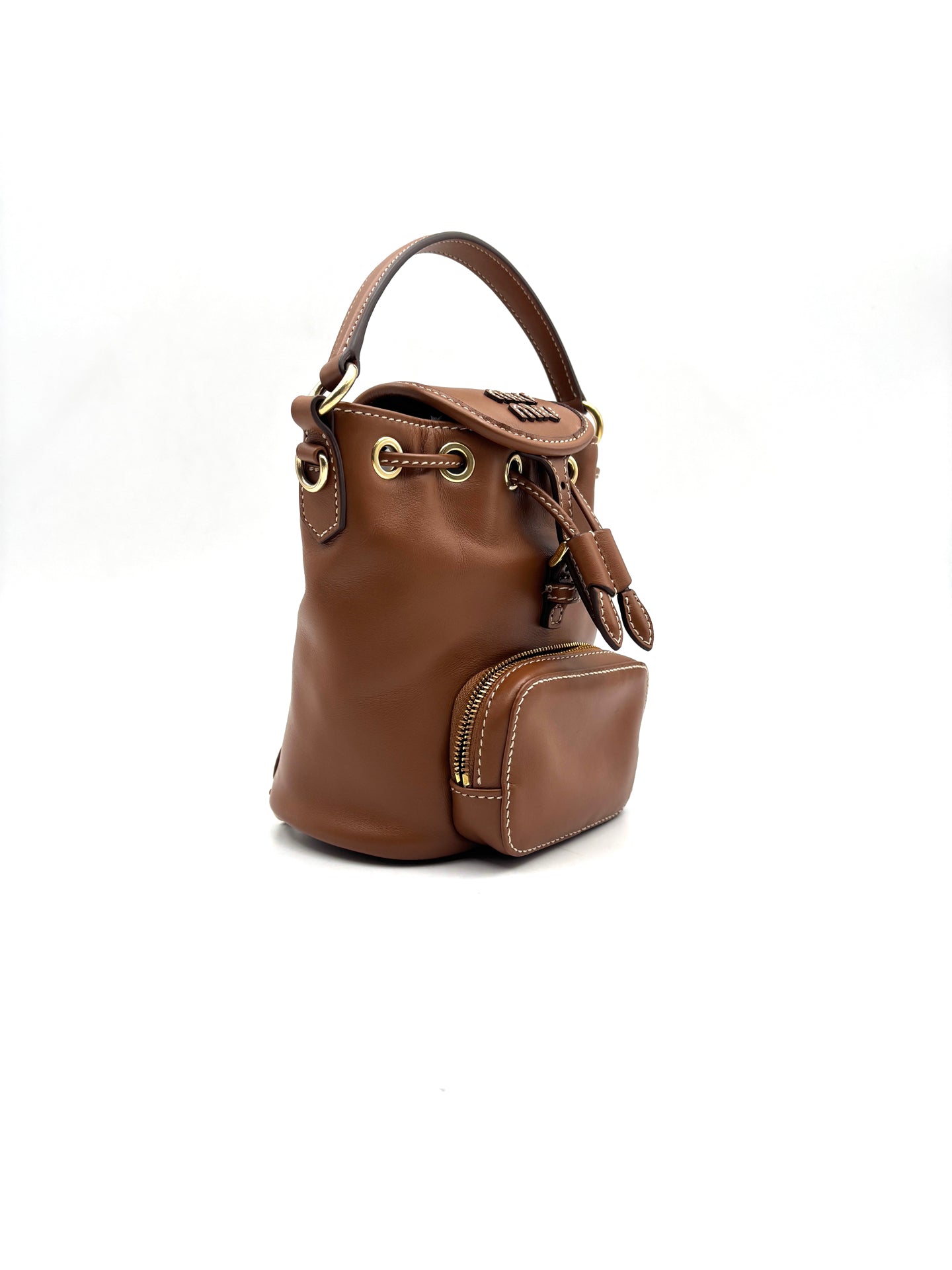 Miu Miu - Drawstring Mini Backpack - Cow leather - Cognac - (mini)