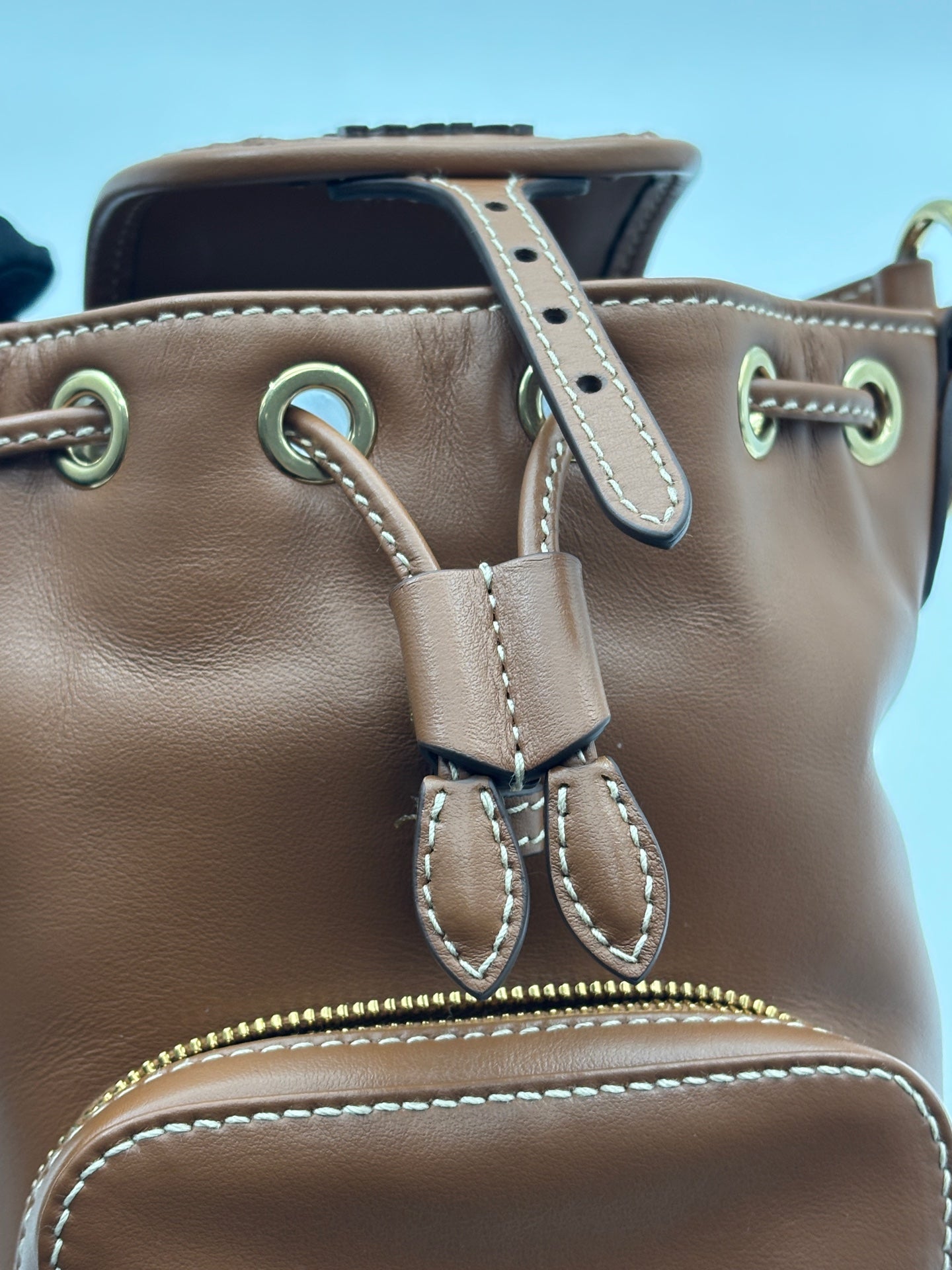 MIU MIU - Drawstring Mini Backpack - Leather - Brown - (Mini)