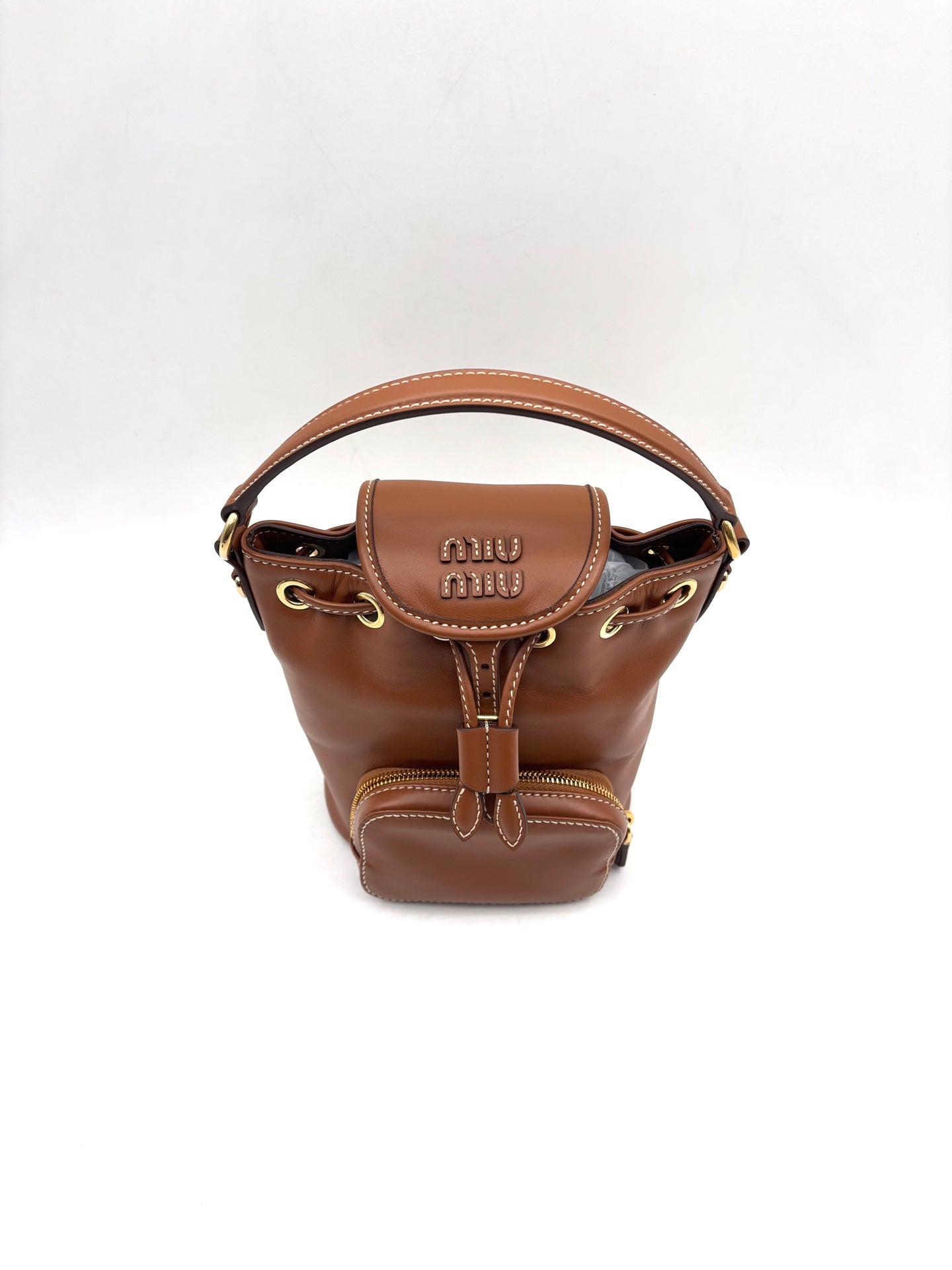 MIU MIU - Drawstring Mini Backpack - Leather - Brown - (Mini)