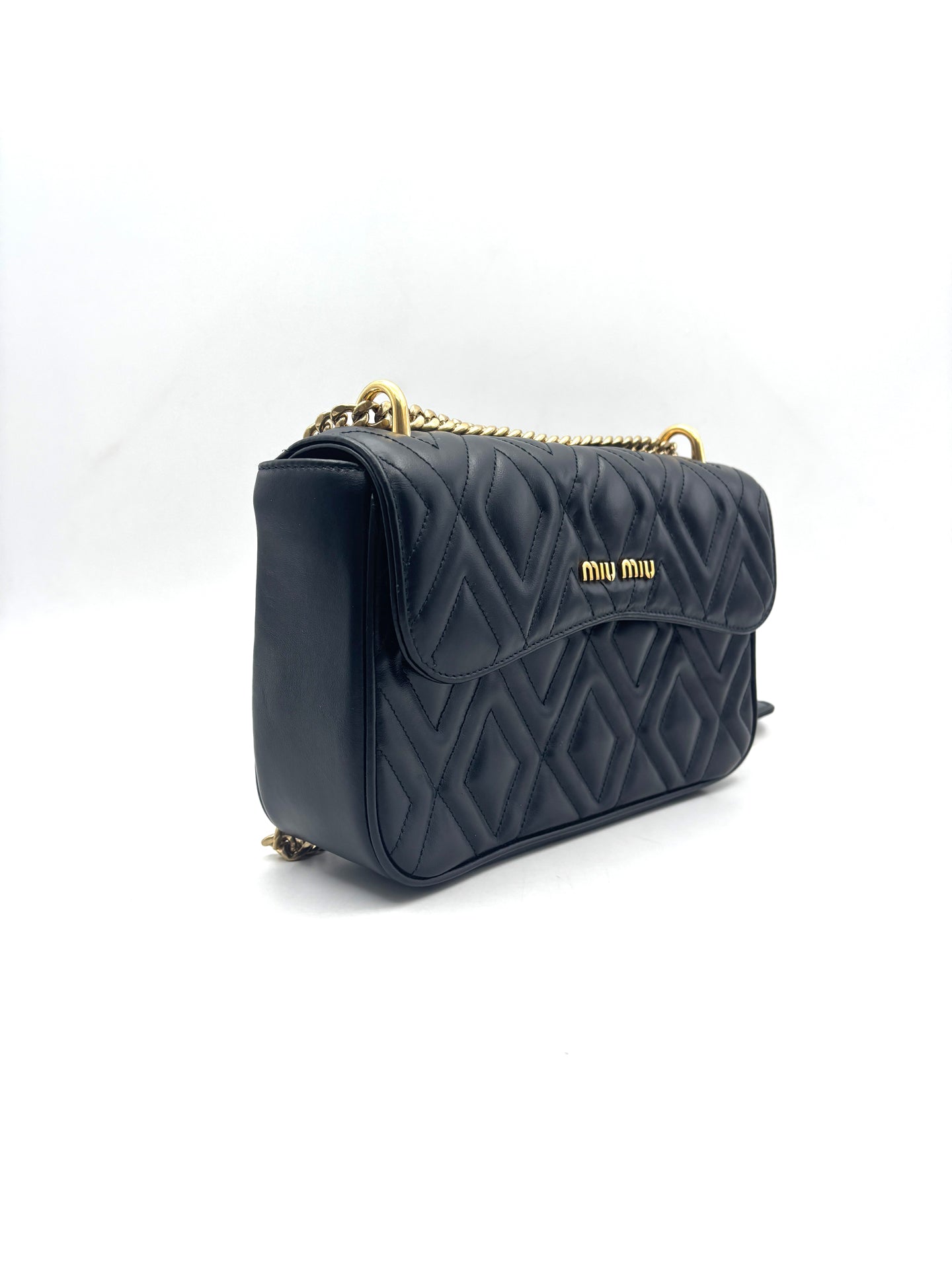 Miu Miu - Flap Chain Bag - Leather - Black - (medium)