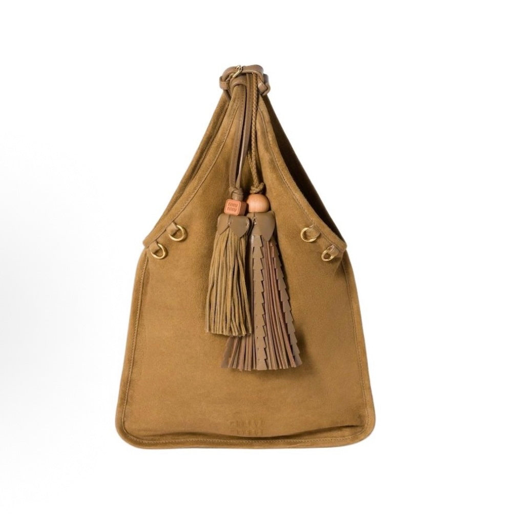 Miu Miu - Fringed Handbag - Suede - Green