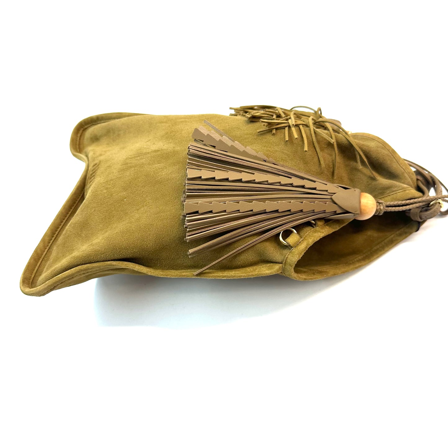 Miu Miu - Fringed Handbag - Suede - Green