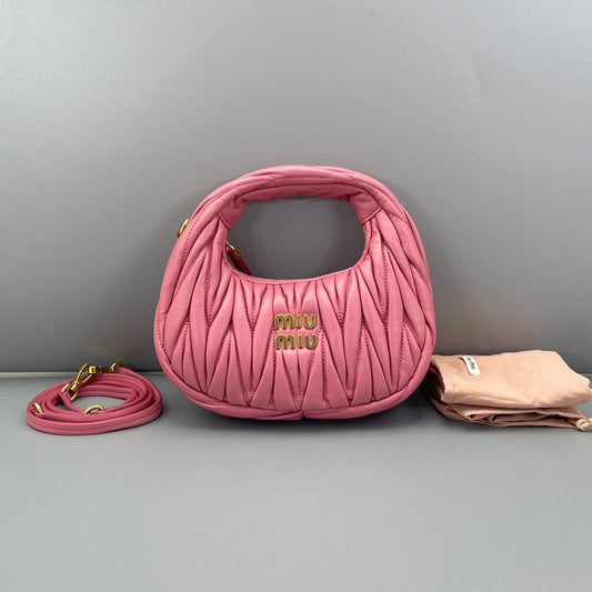 Miu Miu - Hobo Bag - Pleated leather - Pink - (Mini)