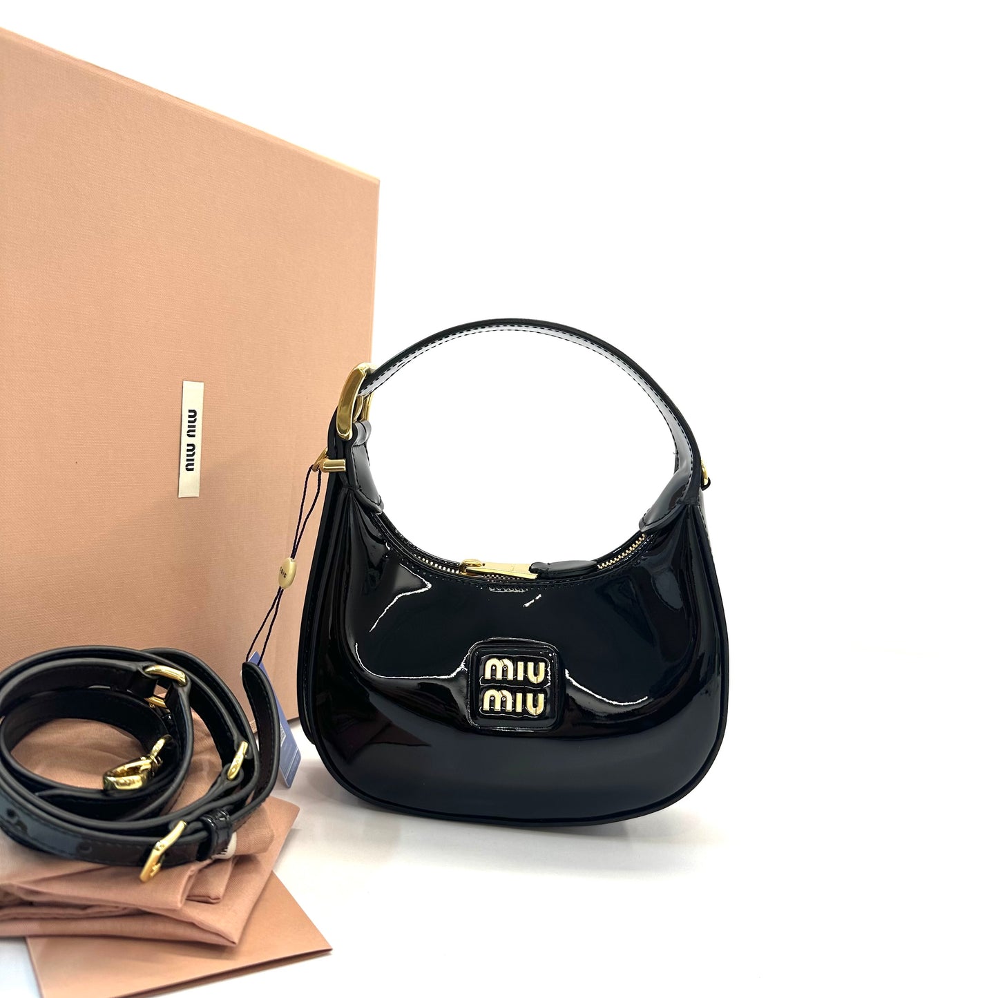 Miu Miu - Hobo Crescent Bag - Patent leather - Black