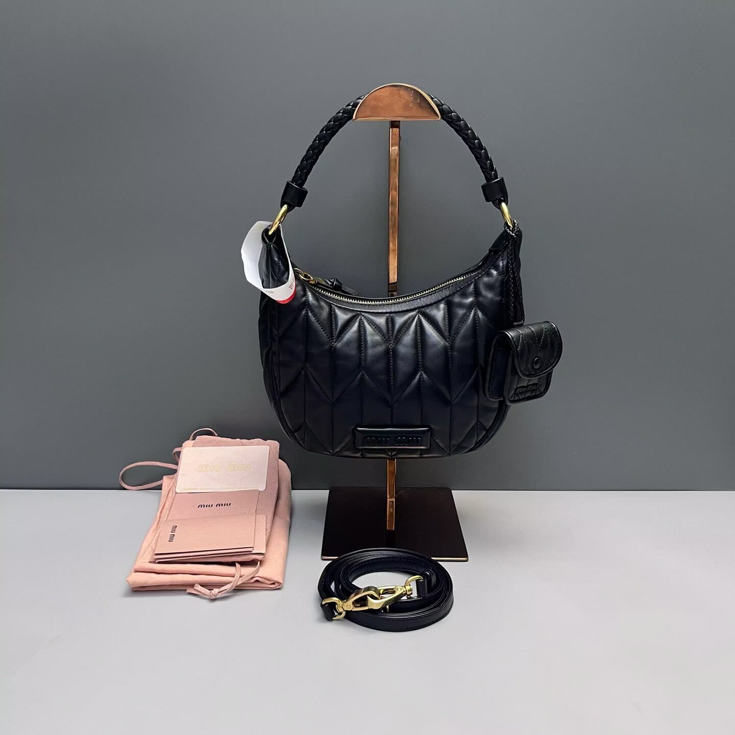 Miu Miu - Hobo - Lambskin leather - Black - (mini)
