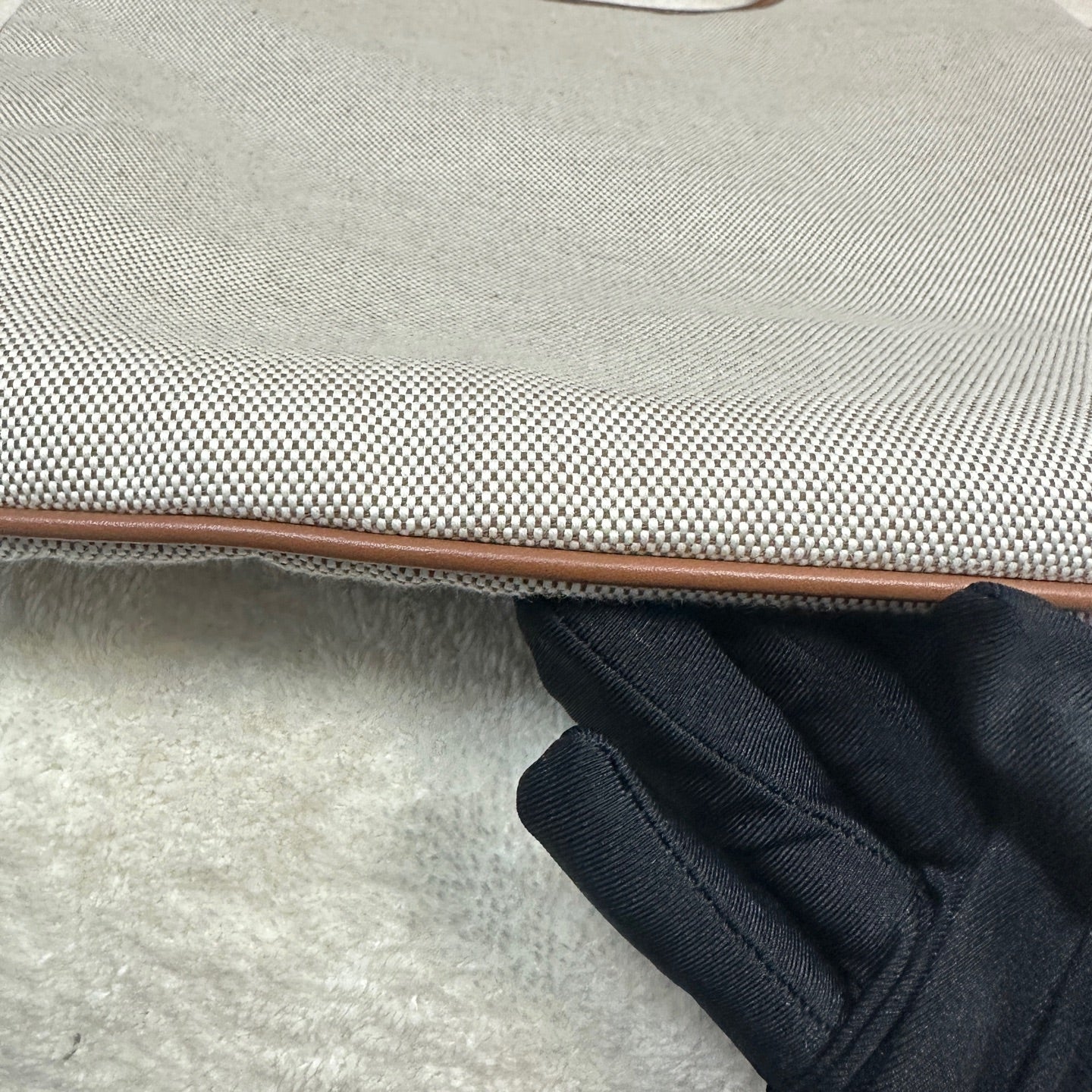 Miu Miu - Ivy Hobo Tote Bag - Canvas with leather trim - Beige with Brown accents - (Medium)