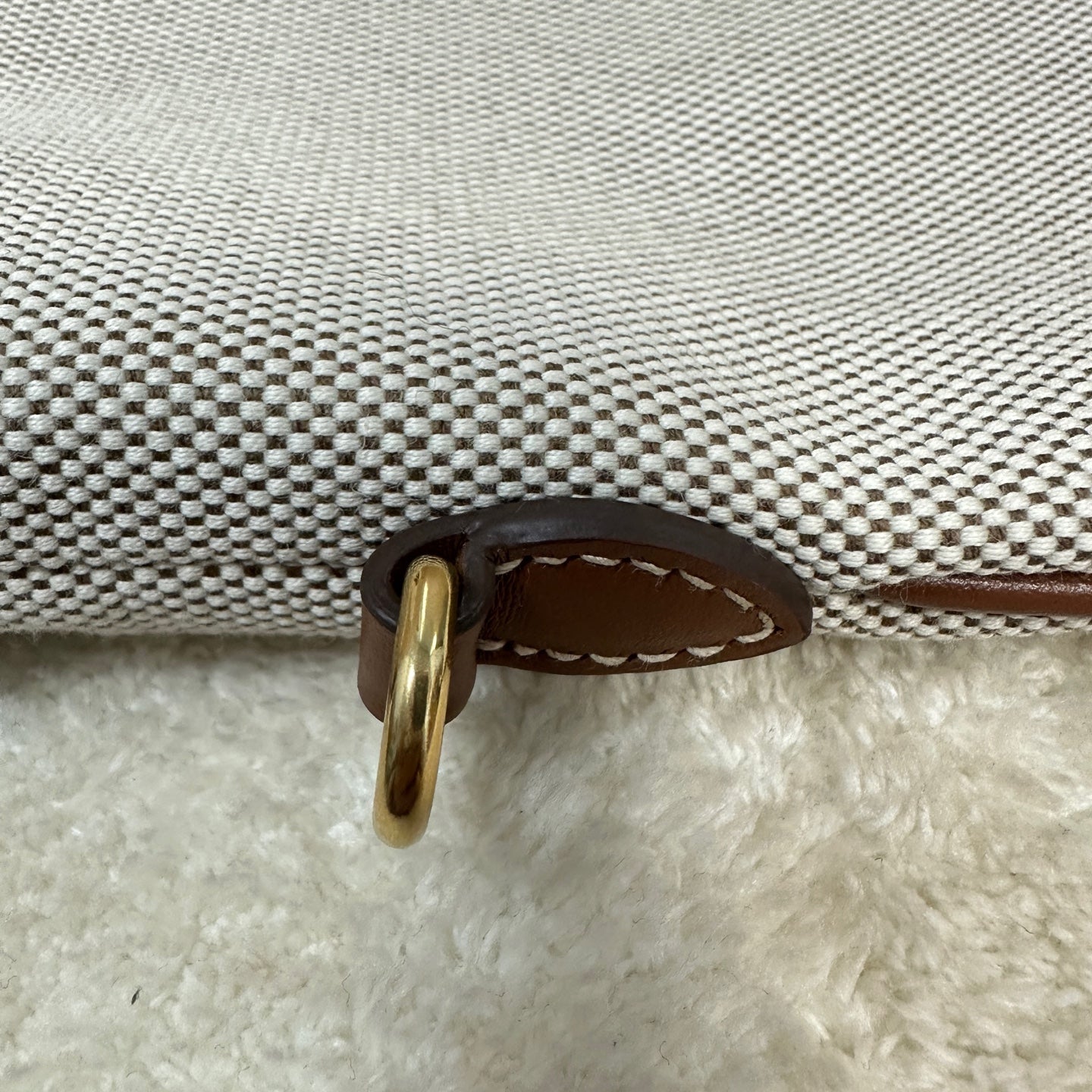 Miu Miu - Ivy Hobo Tote Bag - Canvas with leather trim - Beige with Brown accents - (Medium)