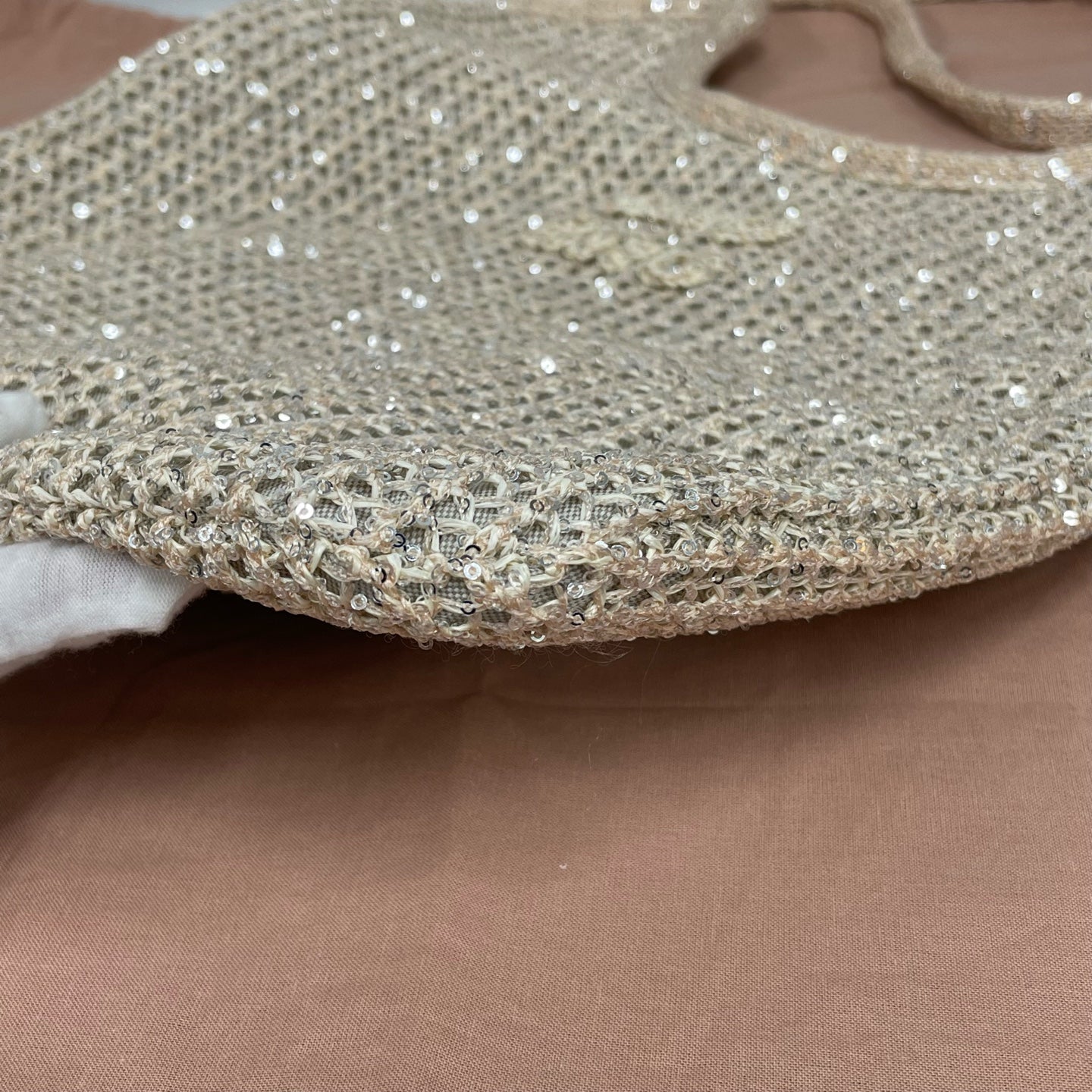 Miu Miu - Ivy - Woven fabric with sequins - Beige with Silver Sequins - (large)