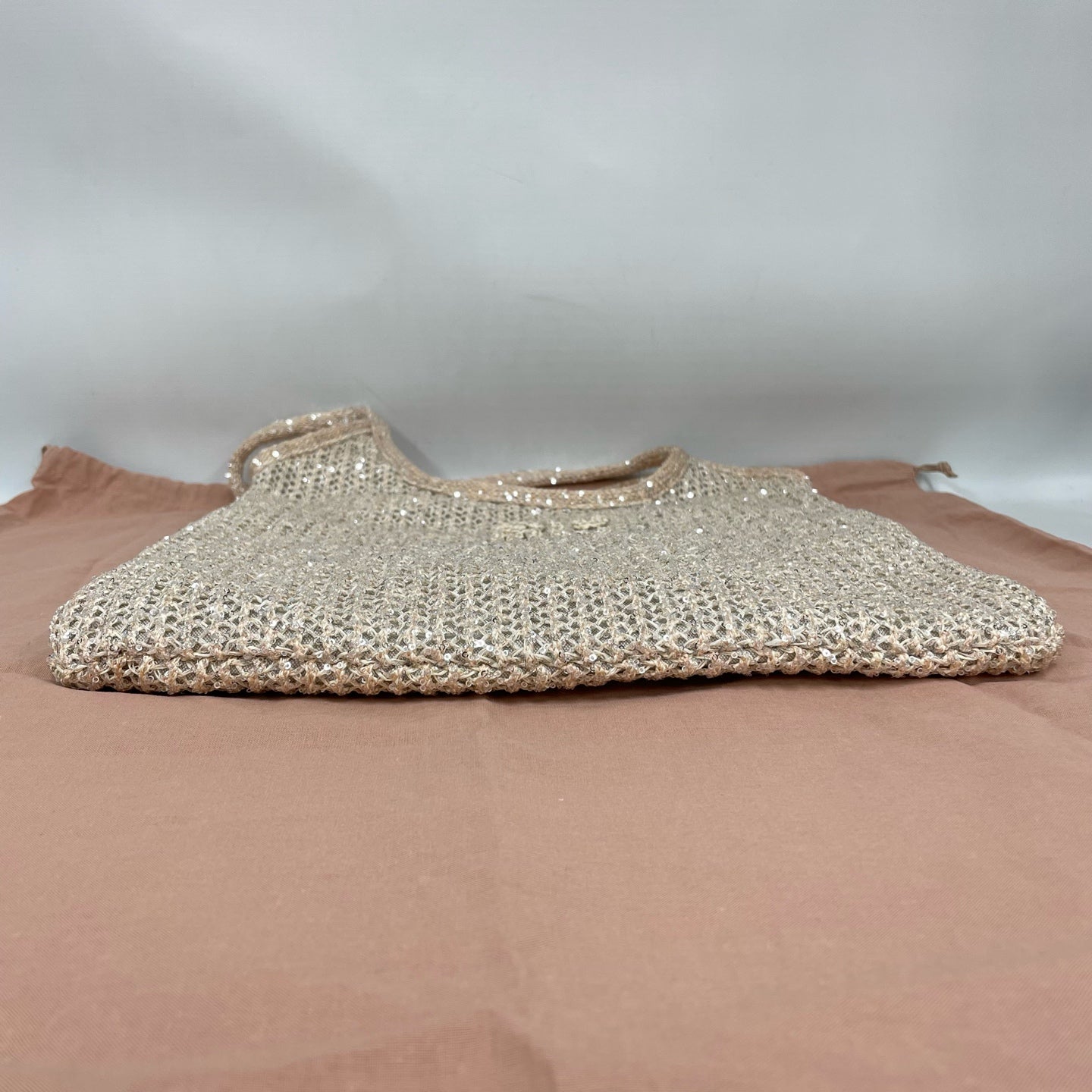 Miu Miu - Ivy - Woven fabric with sequins - Beige with Silver Sequins - (large)