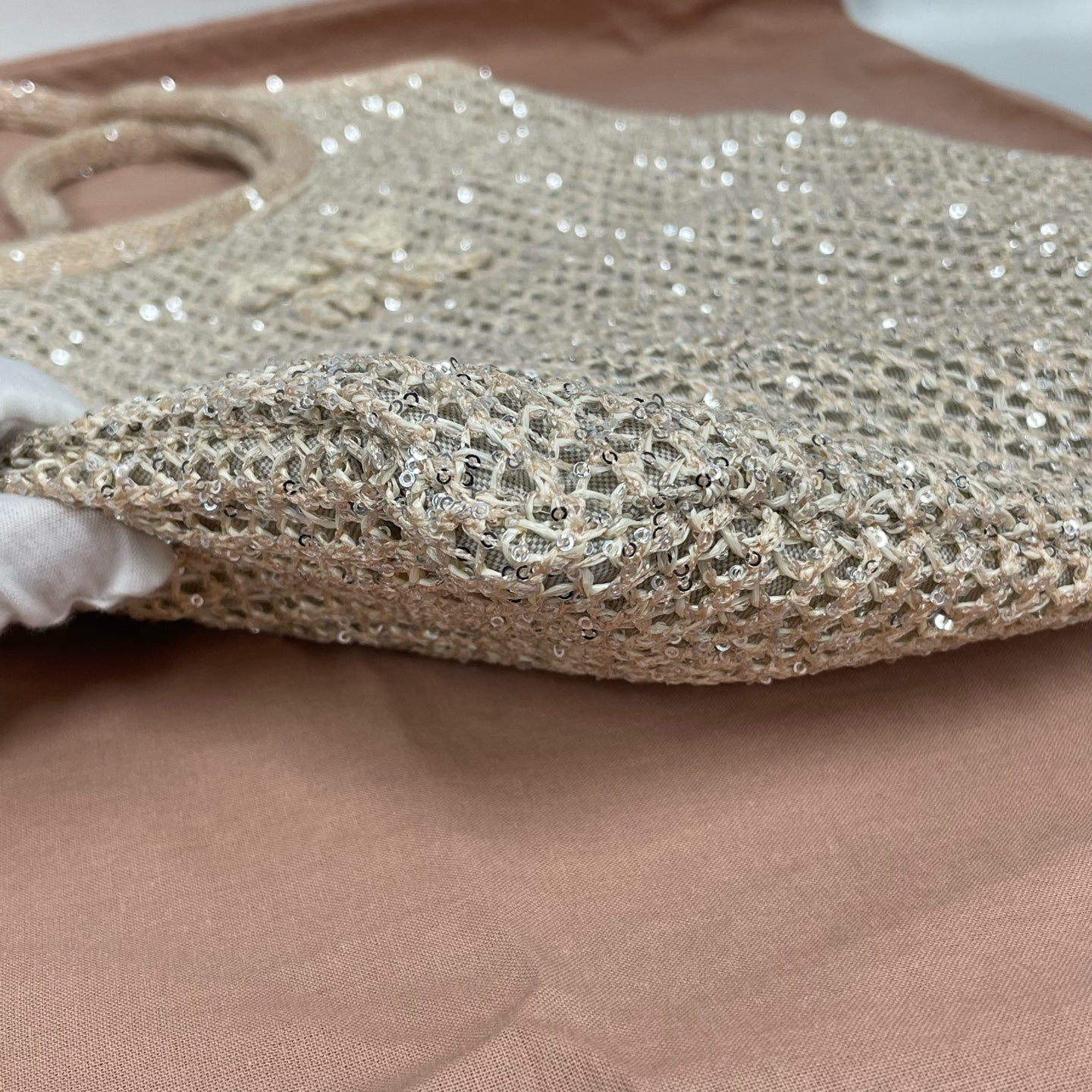 Miu Miu - Ivy - Woven fabric with sequins - Beige with Silver Sequins - (large)