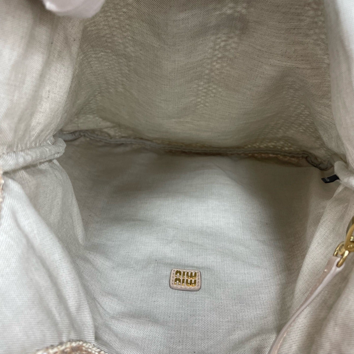 Miu Miu - Ivy - Woven fabric with sequins - Beige with Silver Sequins - (large)