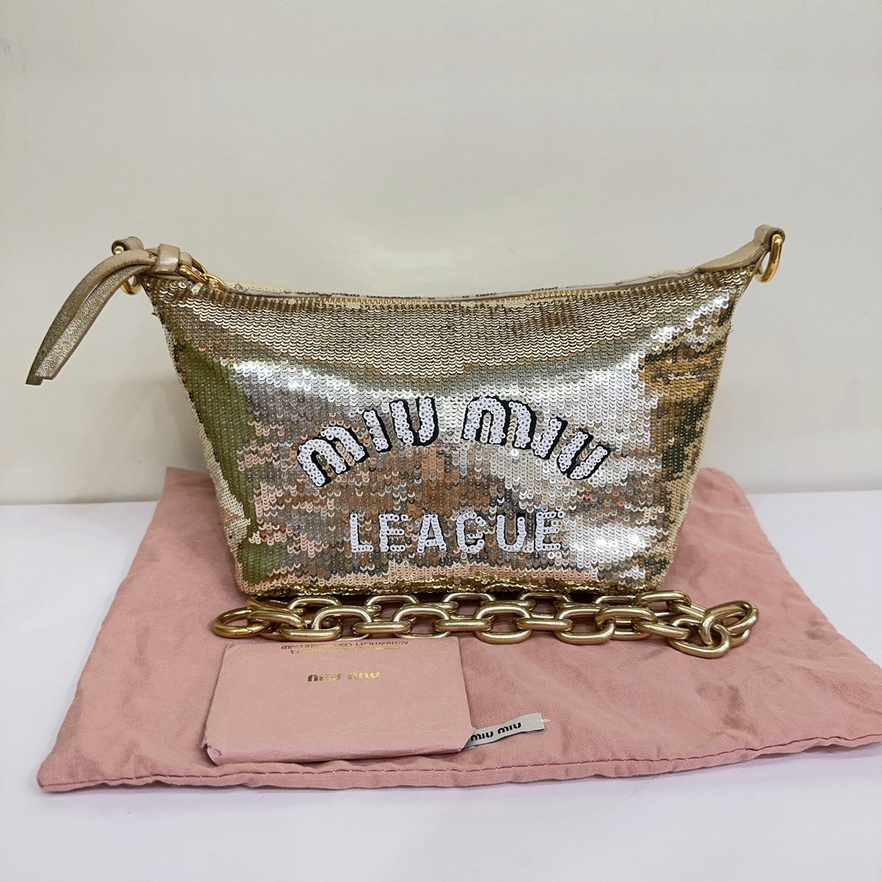 Miu Miu - Limited Edition Sequin Shoulder Bag - Sequin-embellished fabric - Gold - (mini)