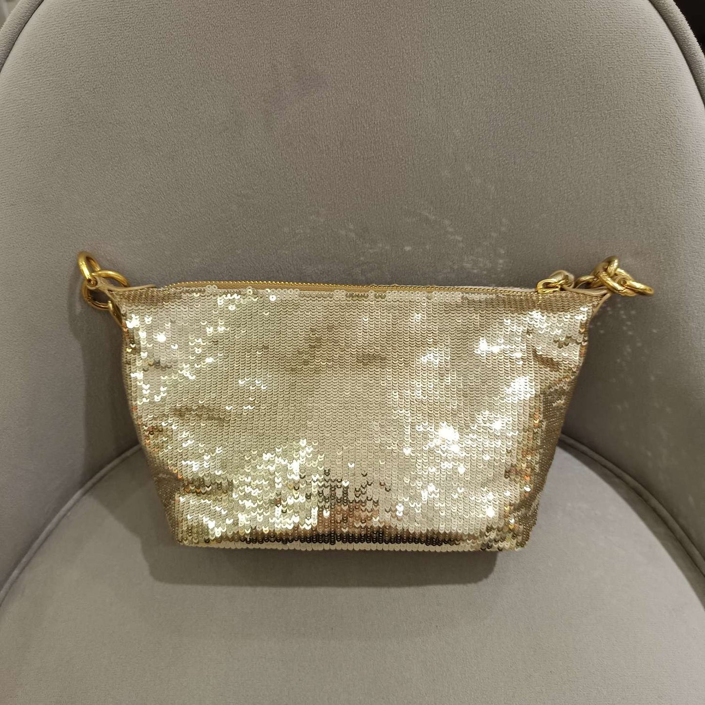 Miu Miu - Limited Edition Sequin Shoulder Bag - Sequin-embellished fabric - Gold - (mini)