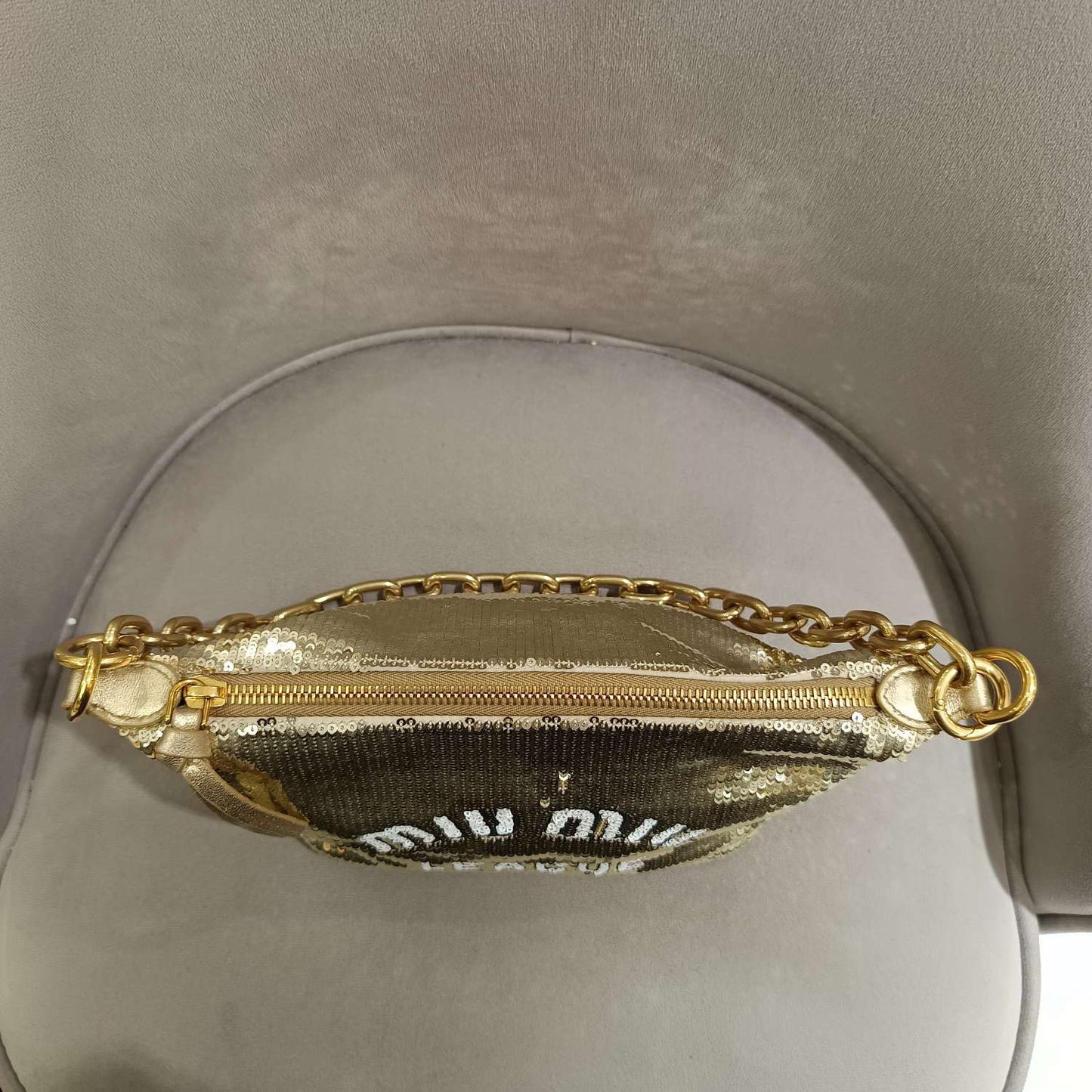 Miu Miu - Limited Edition Sequin Shoulder Bag - Sequin-embellished fabric - Gold - (mini)