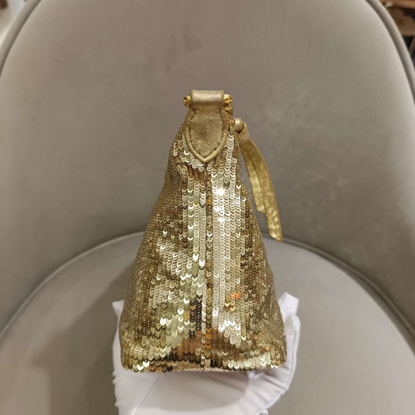 Miu Miu - Limited Edition Sequin Shoulder Bag - Sequin-embellished fabric - Gold - (mini)