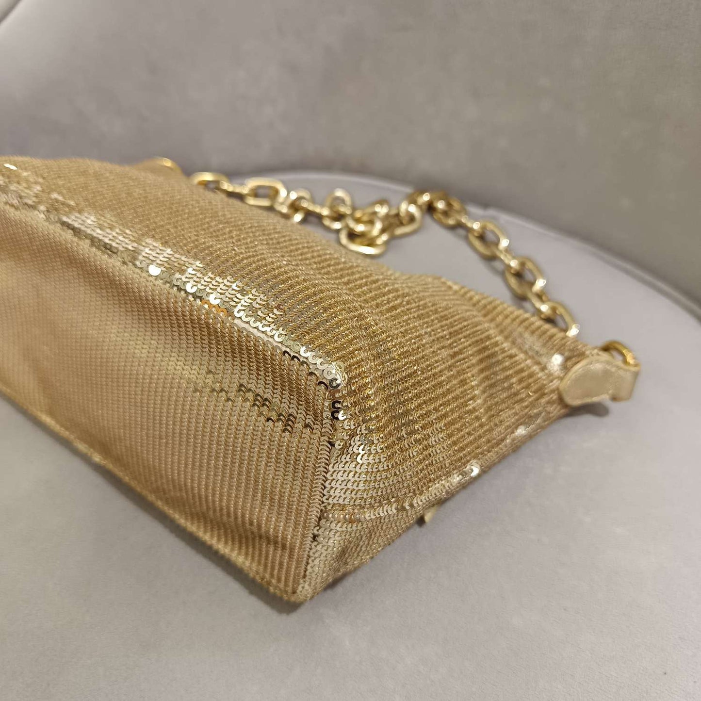 Miu Miu - Limited Edition Sequin Shoulder Bag - Sequin-embellished fabric - Gold - (mini)