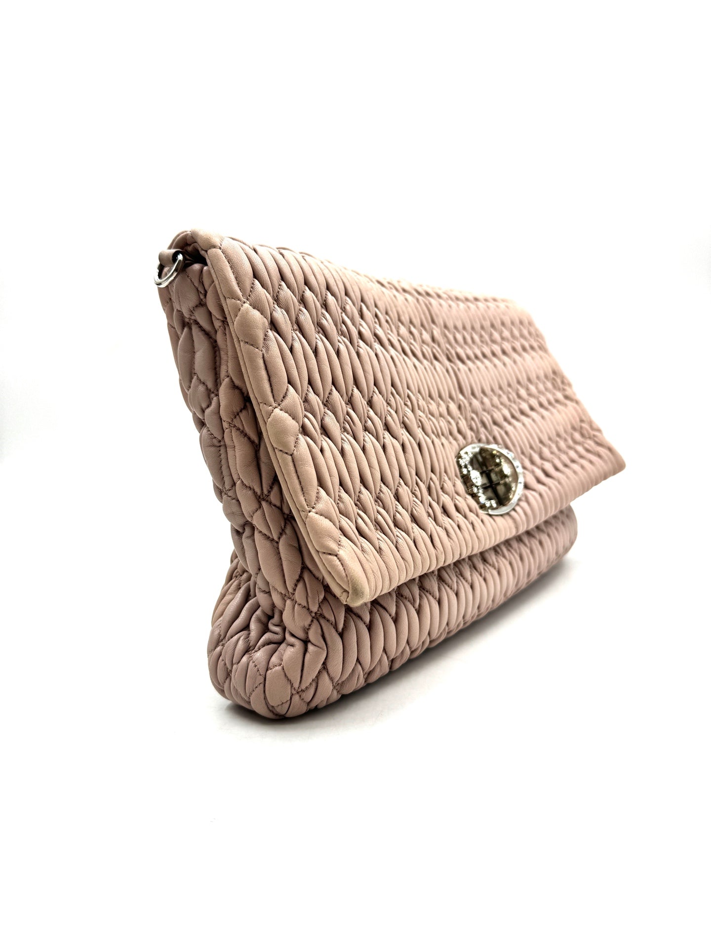 Miu Miu - Matelassé Crystal Flap Bag - Lambskin leather - Pink - (medium)