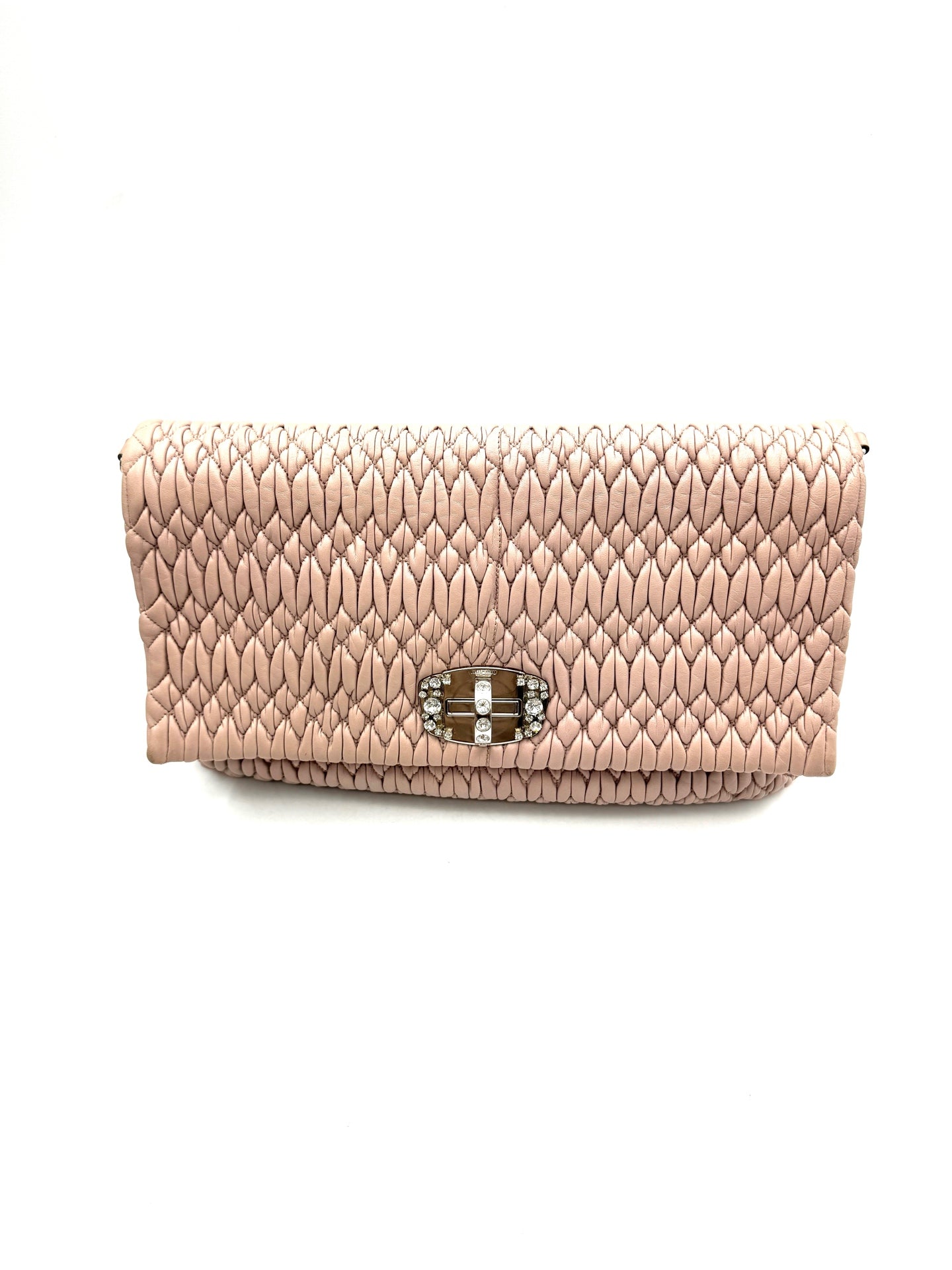 Miu Miu - Matelassé Crystal Flap Bag - Lambskin leather - Pink - (medium)
