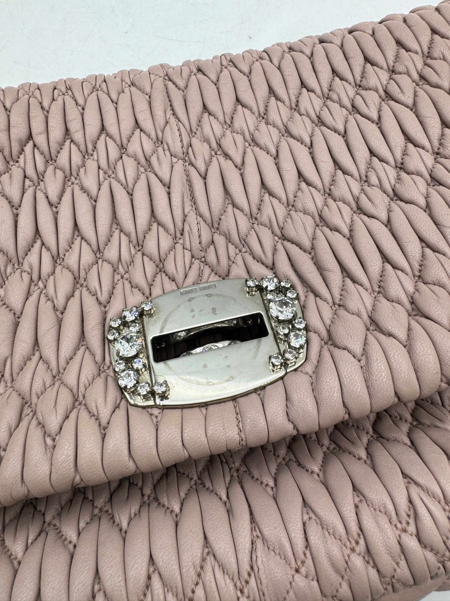Miu Miu - Matelassé Crystal Flap Bag - Lambskin leather - Pink - (medium)