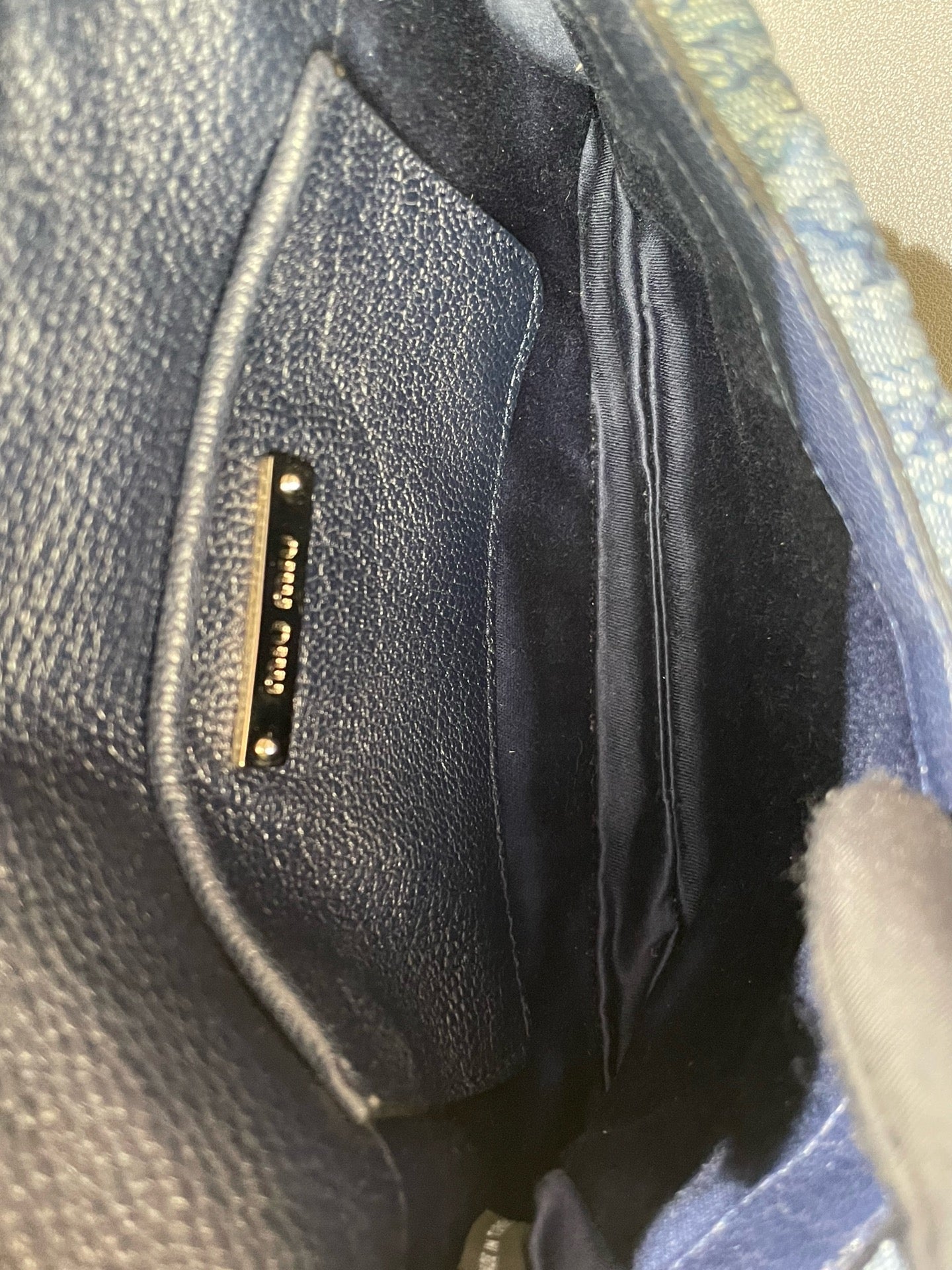 Miu Miu - Matelassé Denim Ingot Bag with Swarovski Crystal Chain - Denim with leather interior trim - Blue - (Mini)