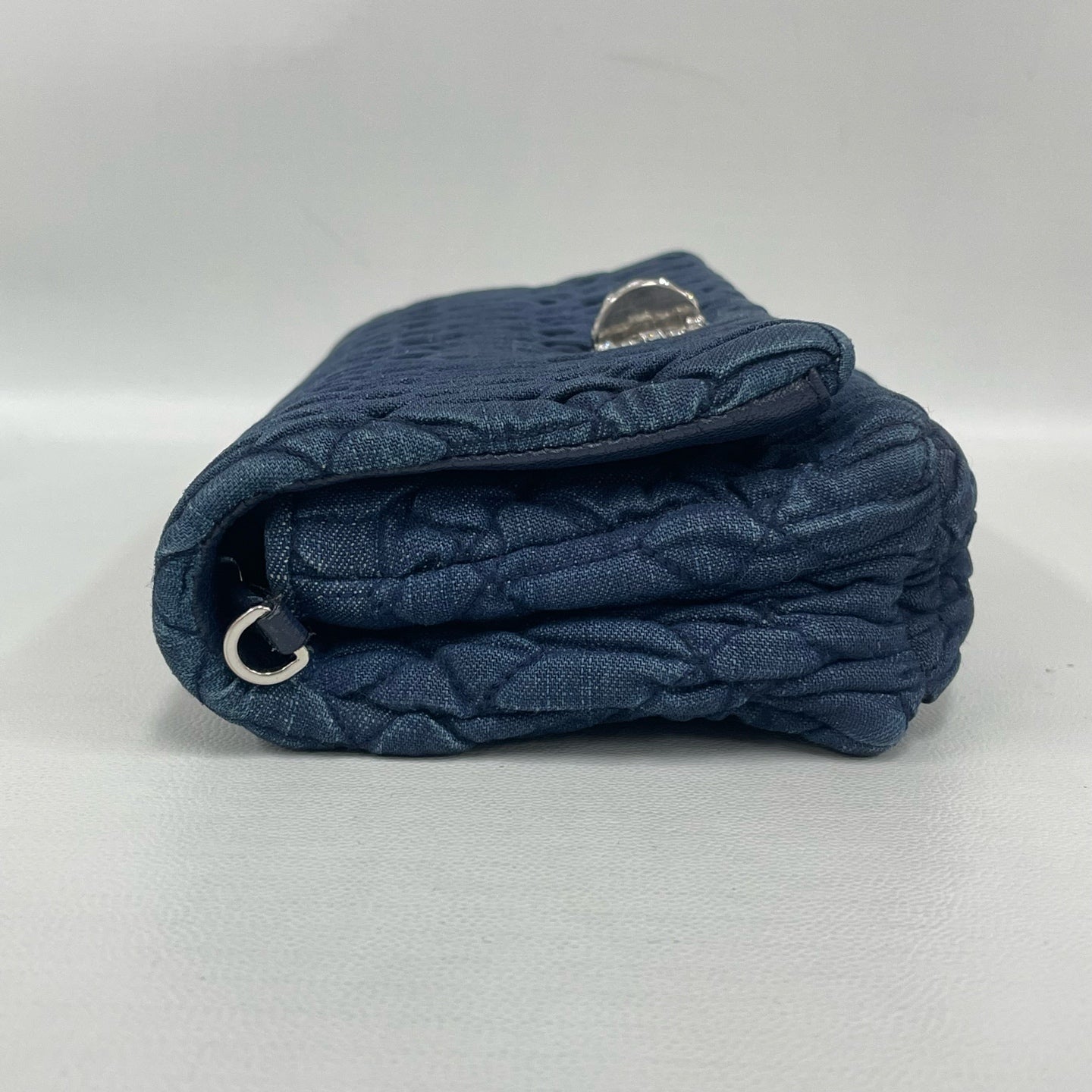 Miu Miu - Matelassé Denim Rhinestone Clutch - Denim - Navy - (small)