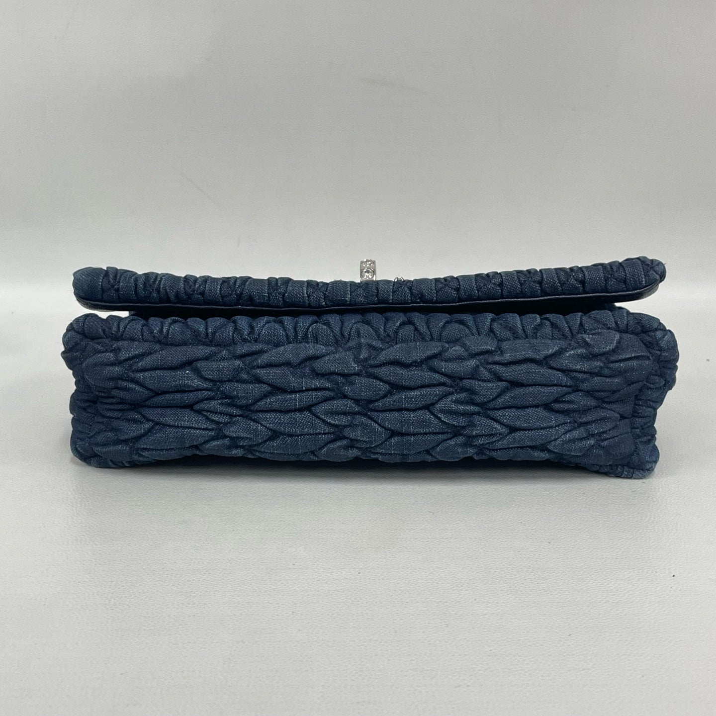Miu Miu - Matelassé Denim Rhinestone Clutch - Denim - Navy - (small)