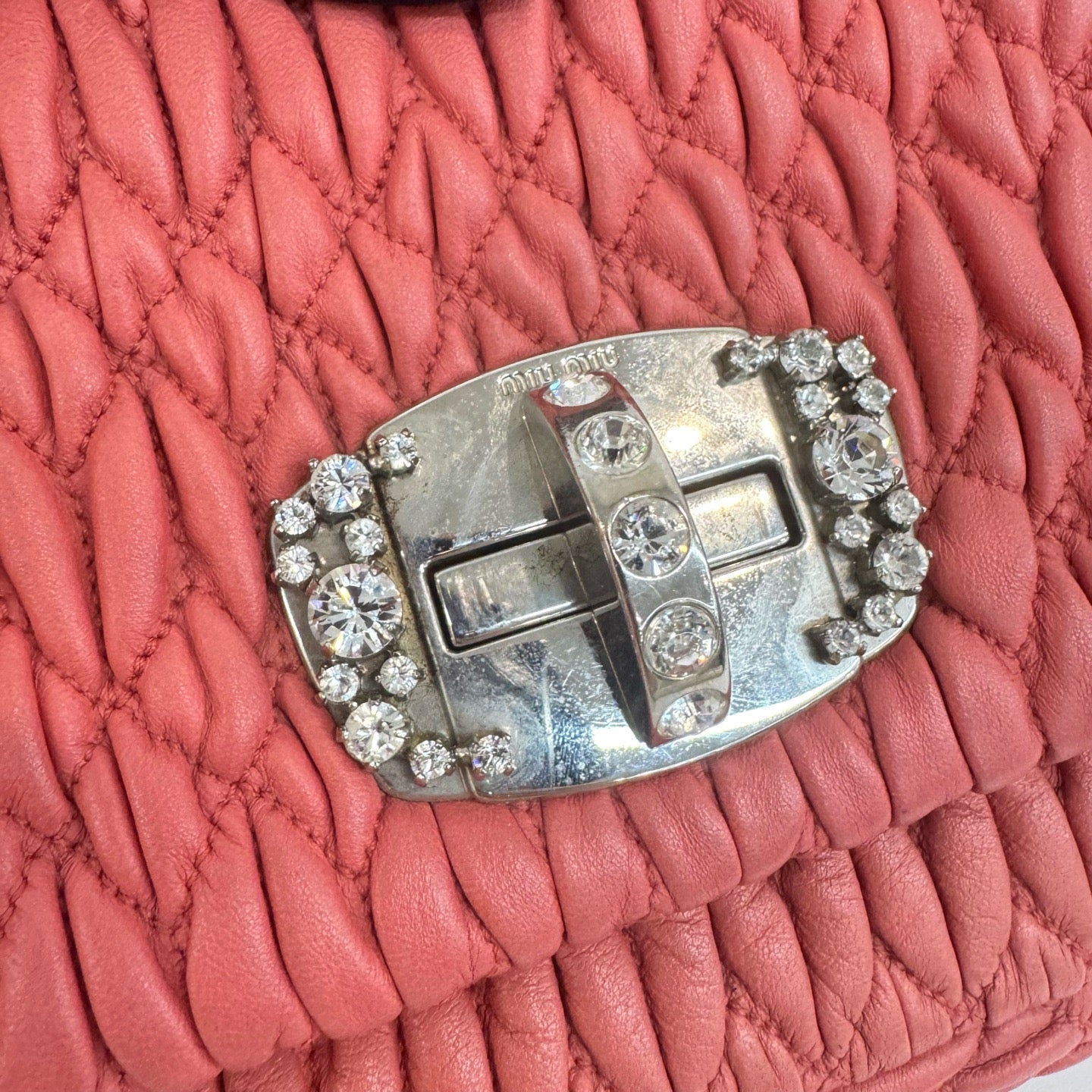 Miu Miu - Matelassé Diamond Chain Shoulder Bag - Leather - Pink - (small)
