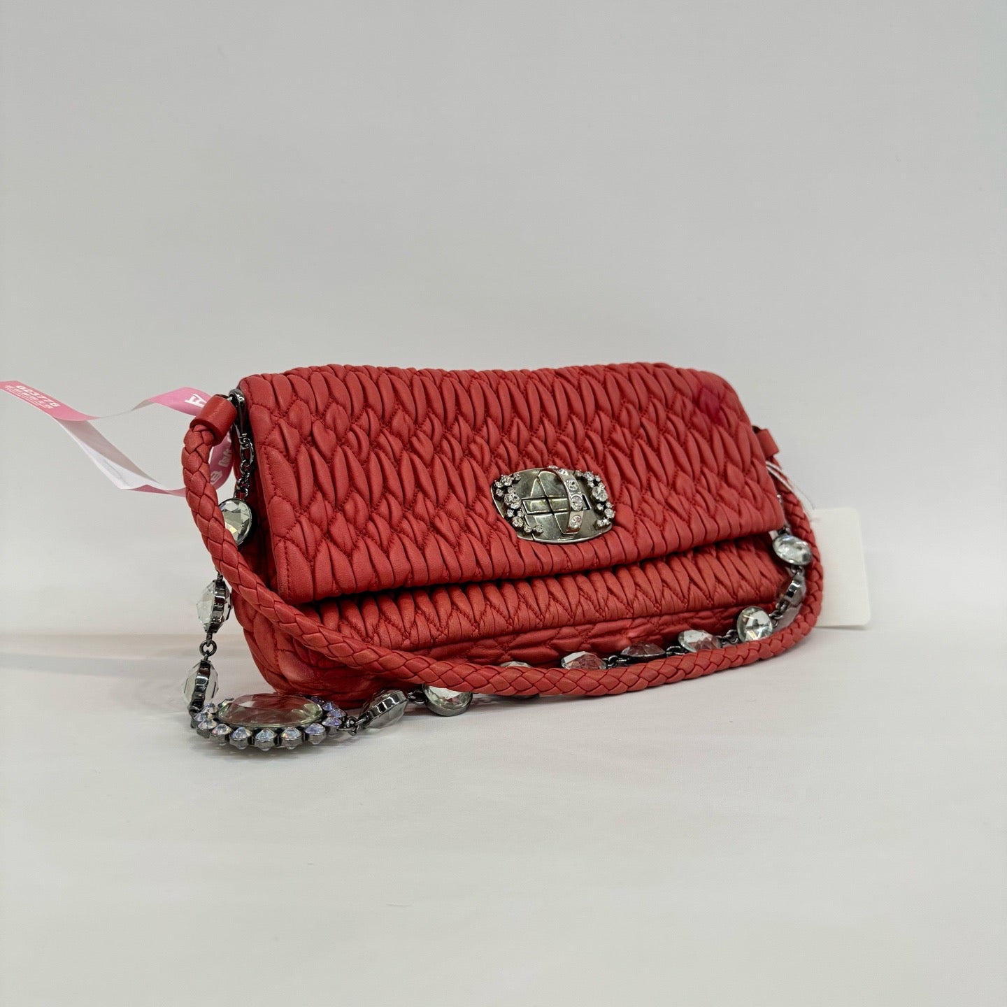 Miu Miu - Matelassé Diamond Chain Shoulder Bag - Leather - Pink - (small)