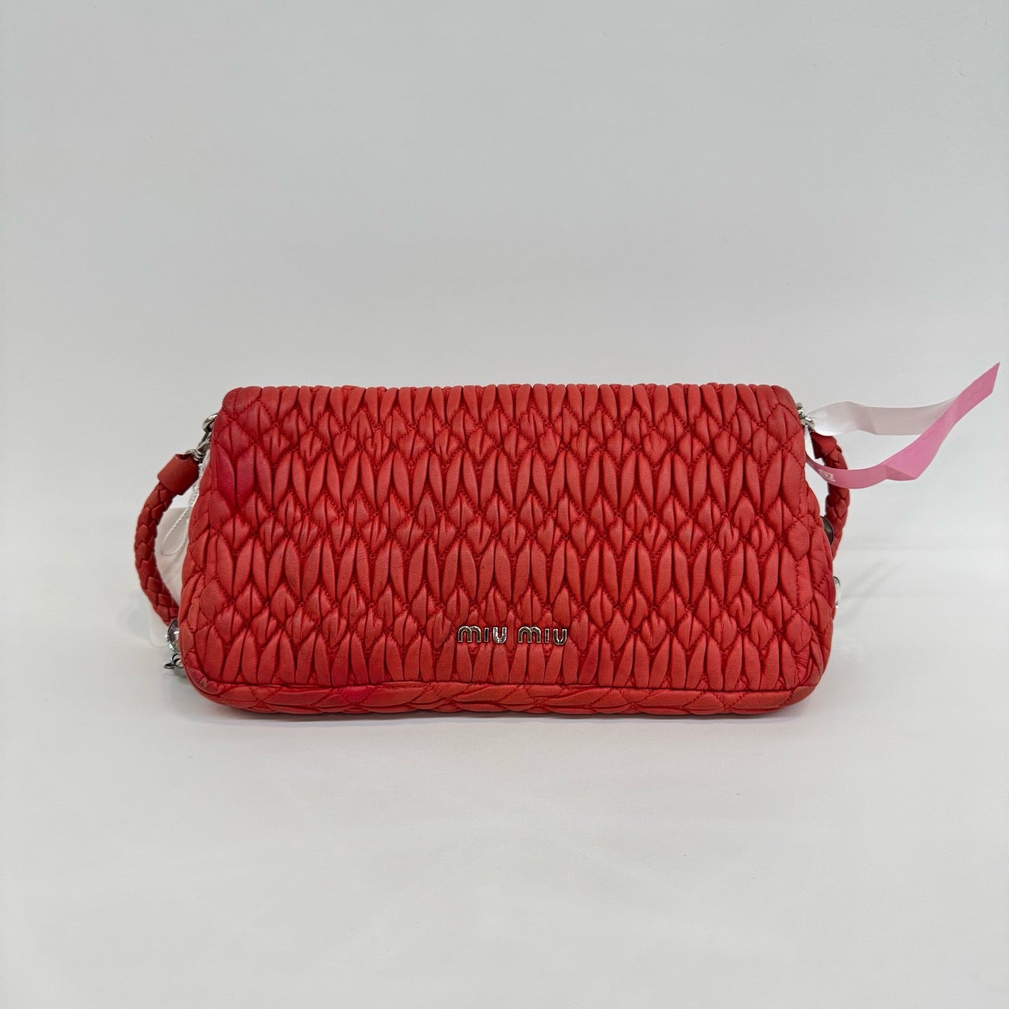 Miu Miu - Matelassé Diamond Chain Shoulder Bag - Leather - Pink - (small)