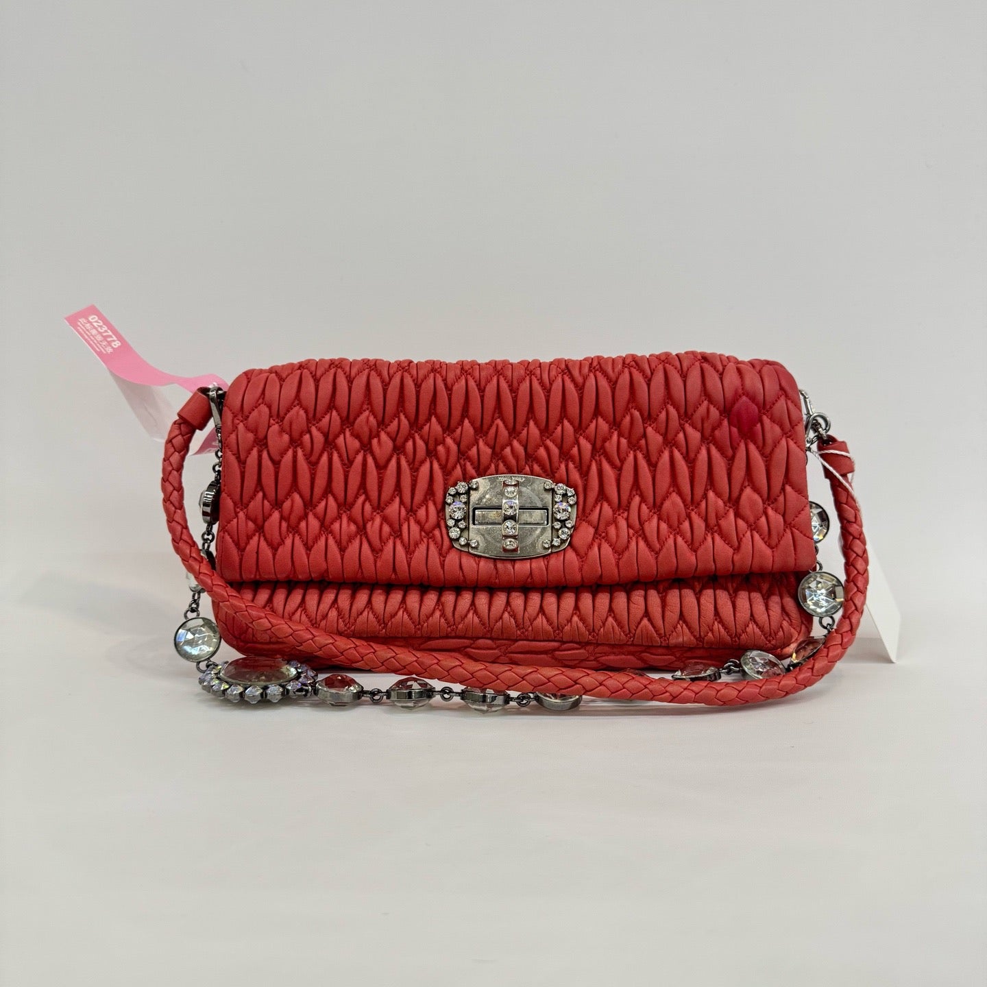 Miu Miu - Matelassé Diamond Chain Shoulder Bag - Leather - Pink - (small)