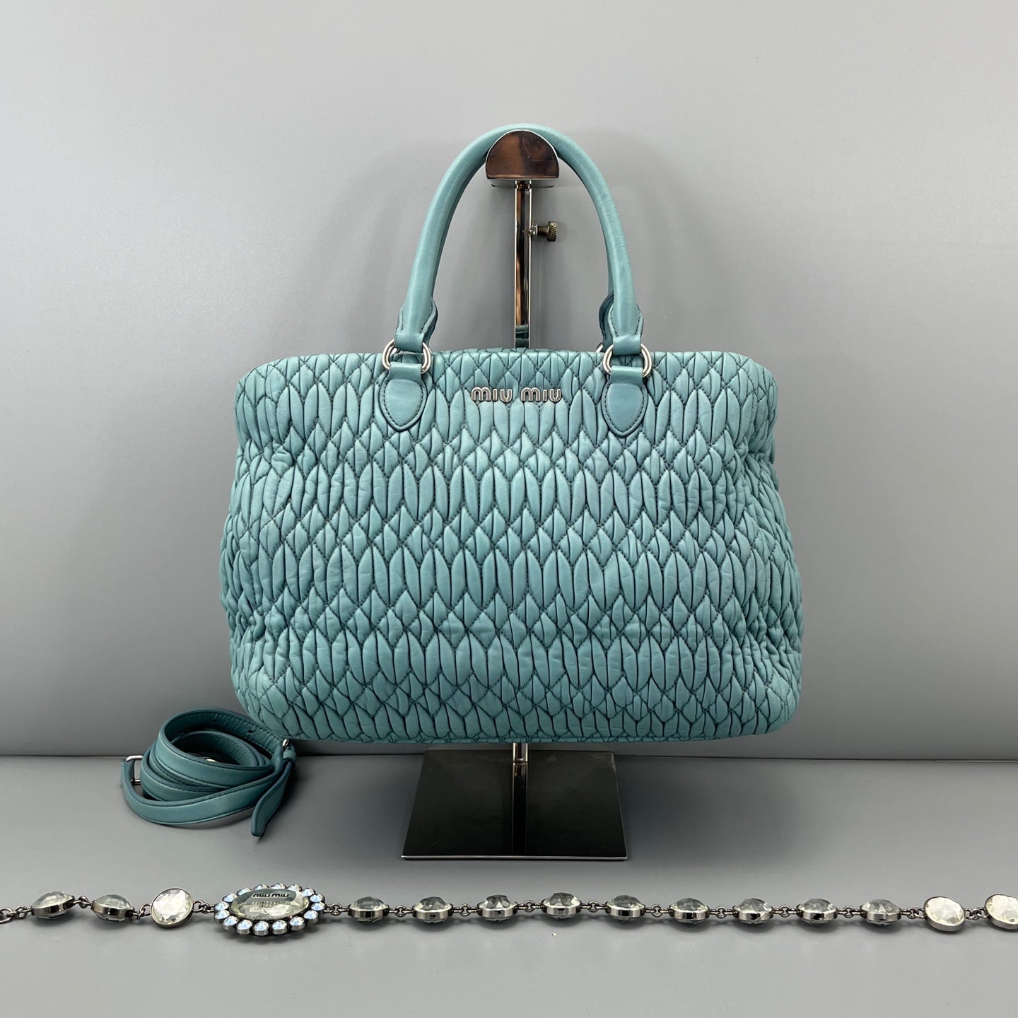Miu Miu - Matelassé Handbag - Lambskin leather - Blue - (medium)