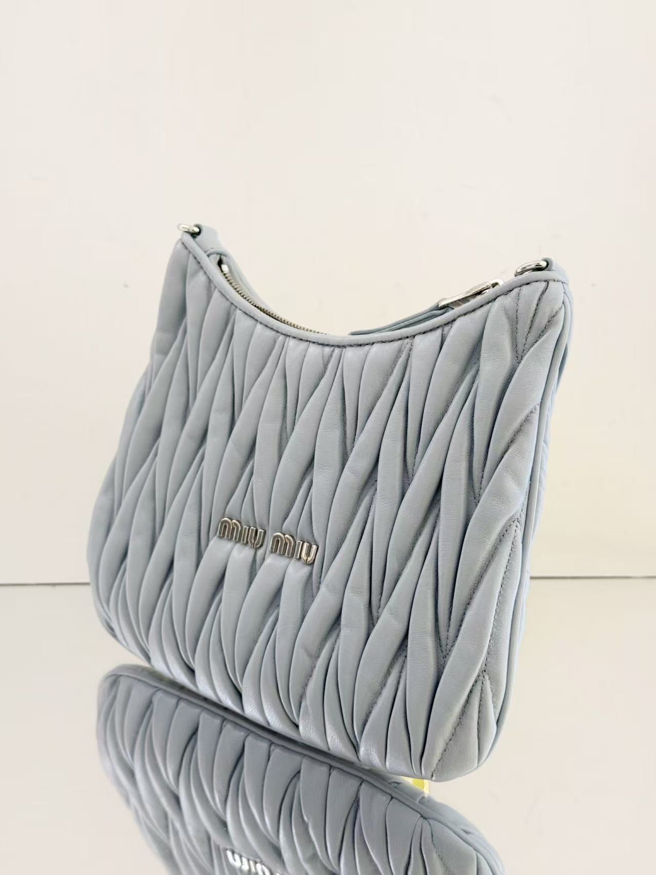 Miu Miu - Matelasse Hobo - Leather - Baby Blue - (small)