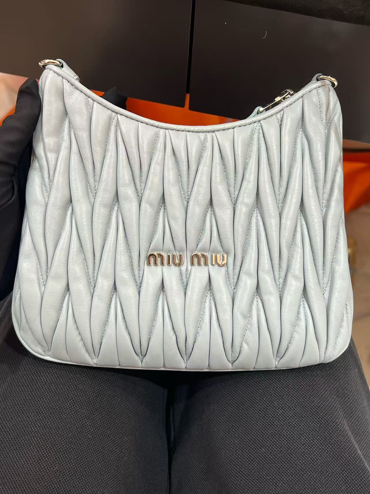 Miu Miu - Matelasse Hobo - Leather - Baby Blue - (small)