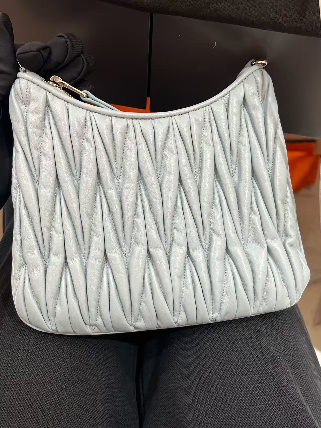 Miu Miu - Matelasse Hobo - Leather - Baby Blue - (small)