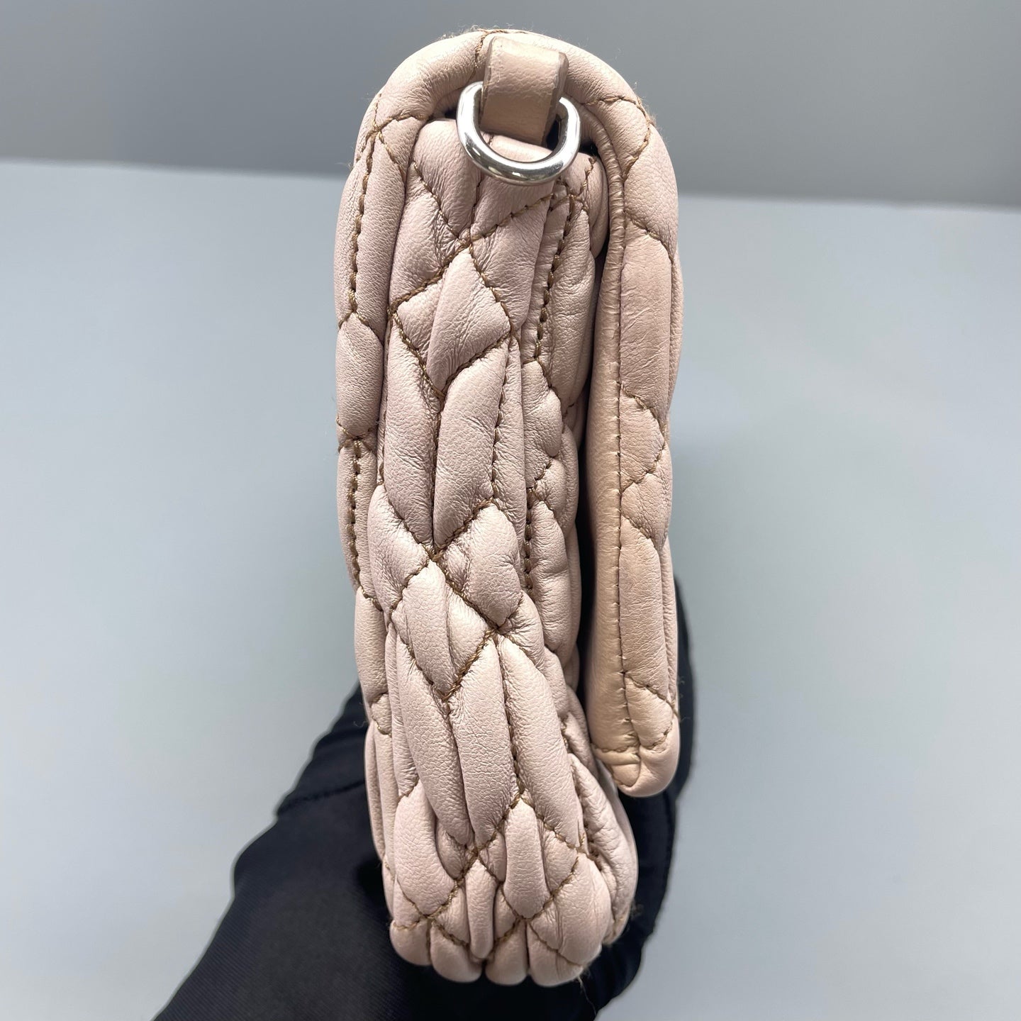 Miu Miu - Matelassé Jewel Chain Shoulder Bag - Leather - Pink - (Small)