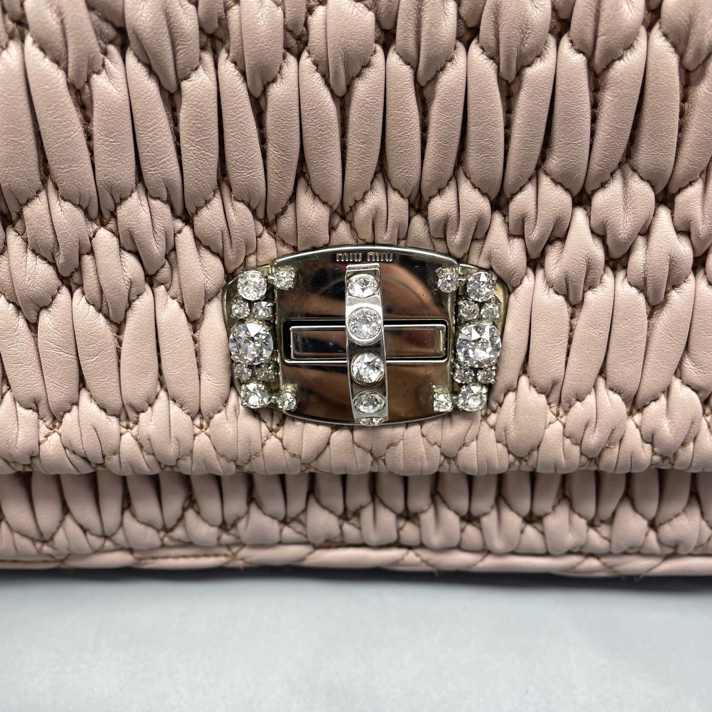 Miu Miu - Matelassé Jewel Chain Shoulder Bag - Leather - Pink - (Small)