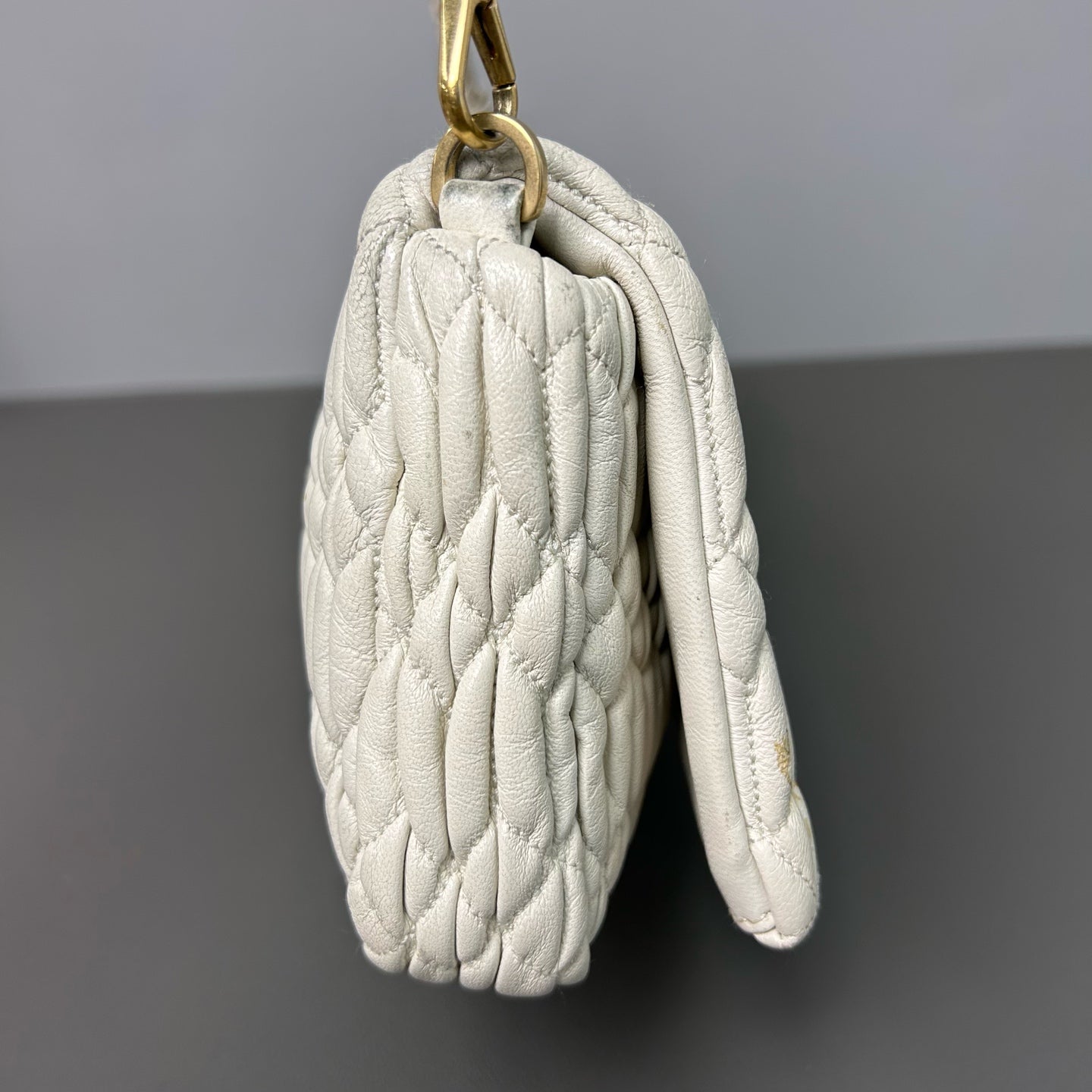Miu Miu - Matelassé Jewel Flap Bag - Leather - White - (small)