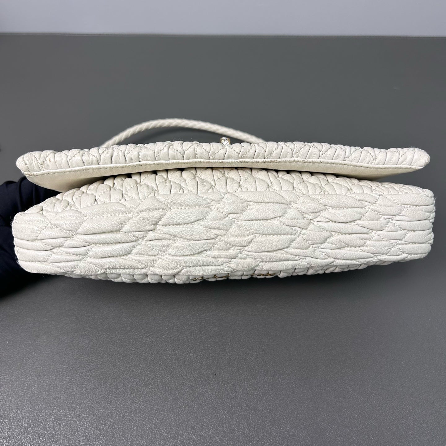 Miu Miu - Matelassé Jewel Flap Bag - Leather - White - (small)