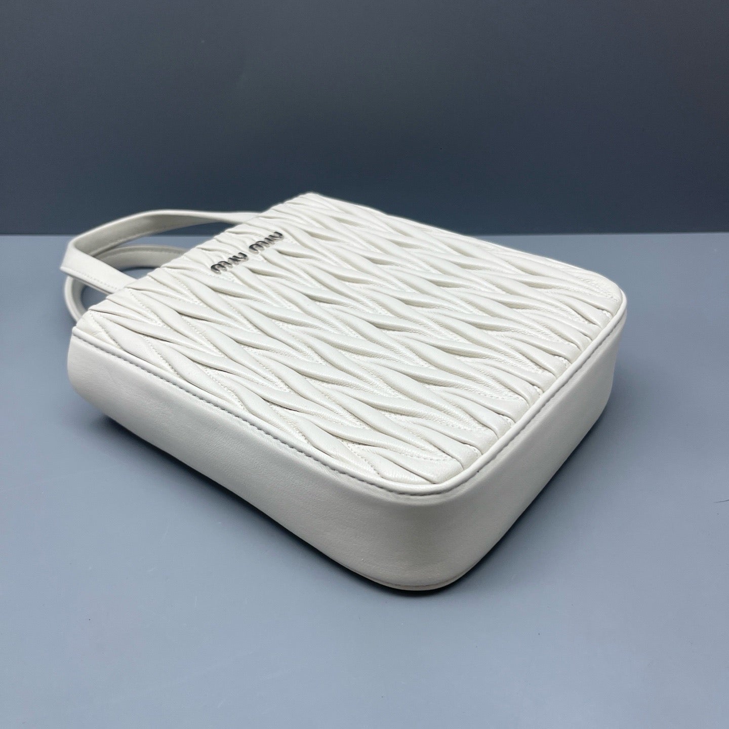 Miu Miu - Matelassé Mini Jeweled Chain Tote Bag - Leather - White - (mini)