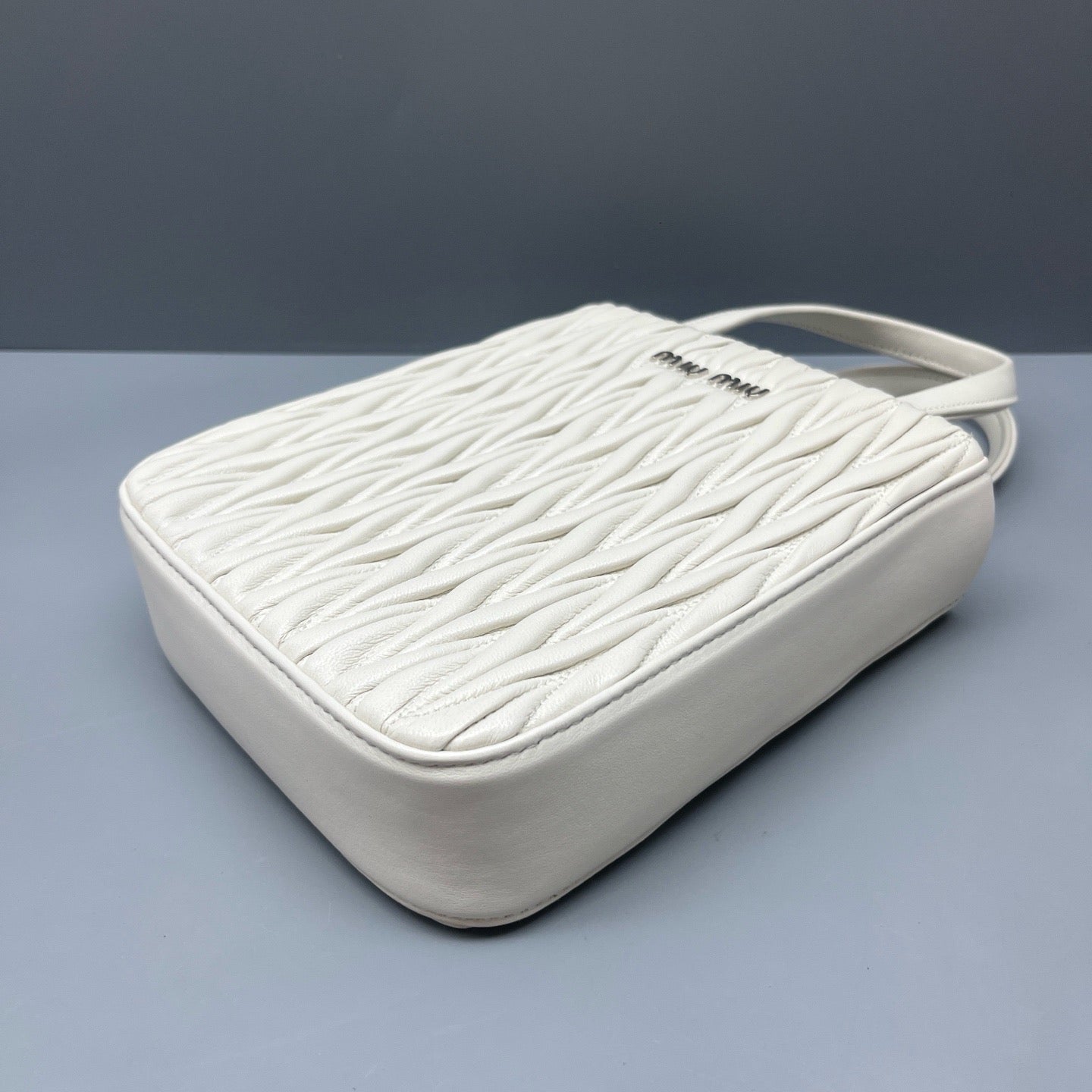 Miu Miu - Matelassé Mini Jeweled Chain Tote Bag - Leather - White - (mini)