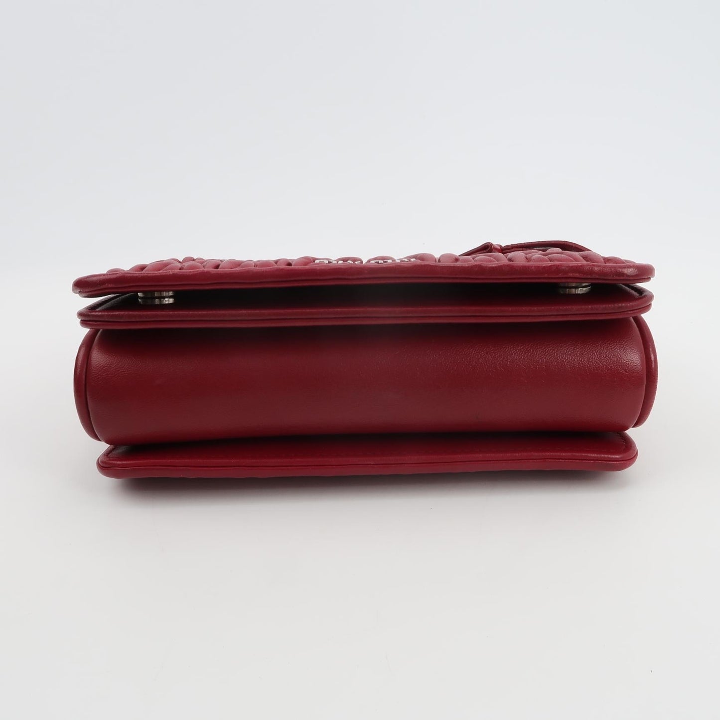 Miu Miu - Matelassé Pleated Flap Chain Bag - Leather - Red - (mini)