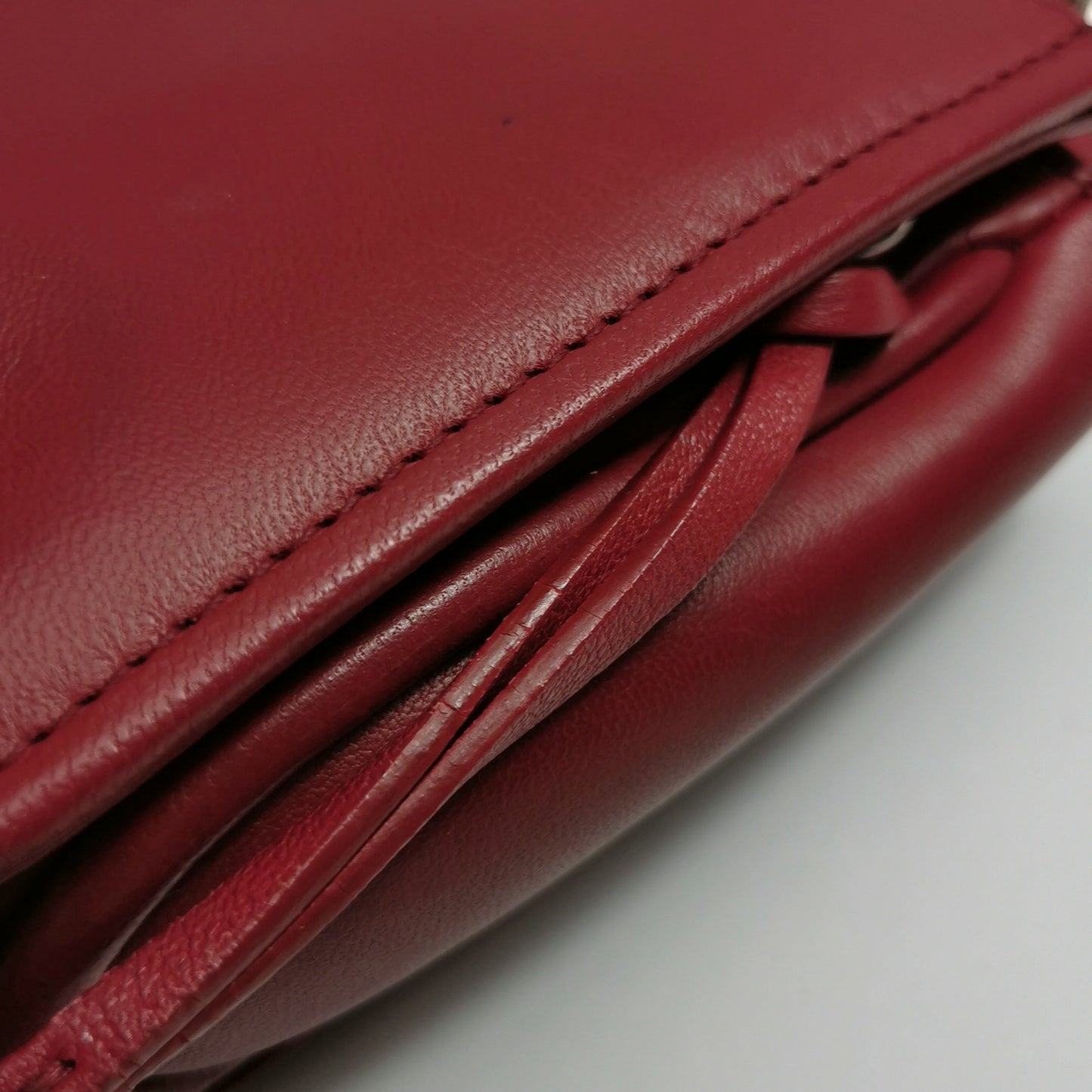 Miu Miu - Matelassé Pleated Flap Chain Bag - Leather - Red - (mini)