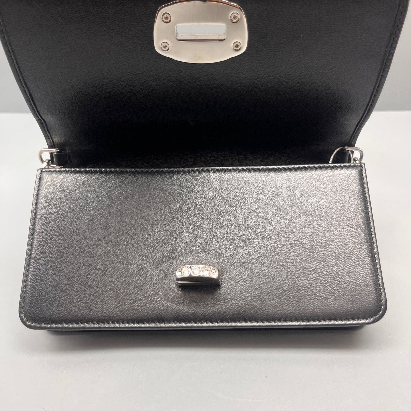 Miu Miu - Matelassé Pleated Jewel Chain Bag - Matelassé leather - Black with Silver-Tone Hardware - (mini)