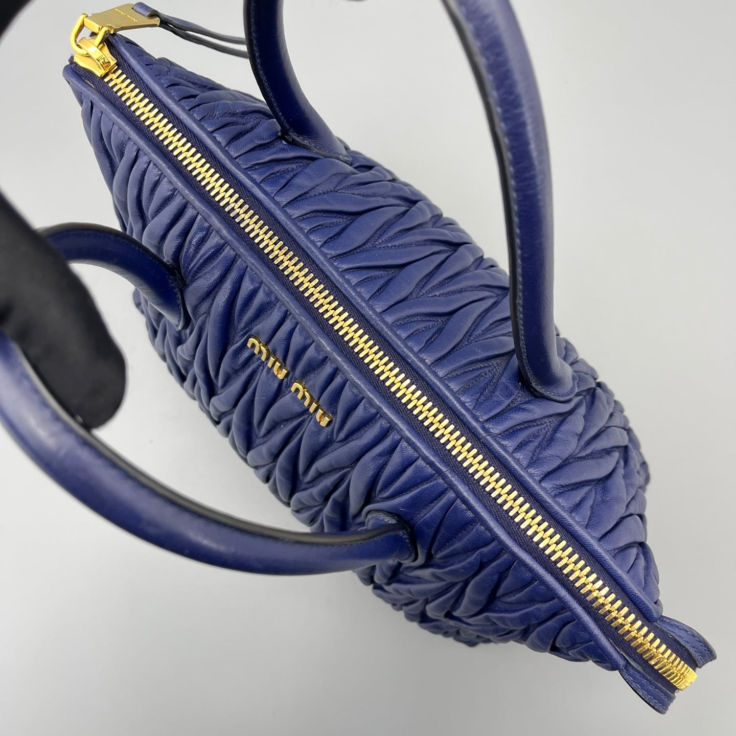 Miu Miu - Matelassé Top Handle Bag - Leather - Blue - (Medium)