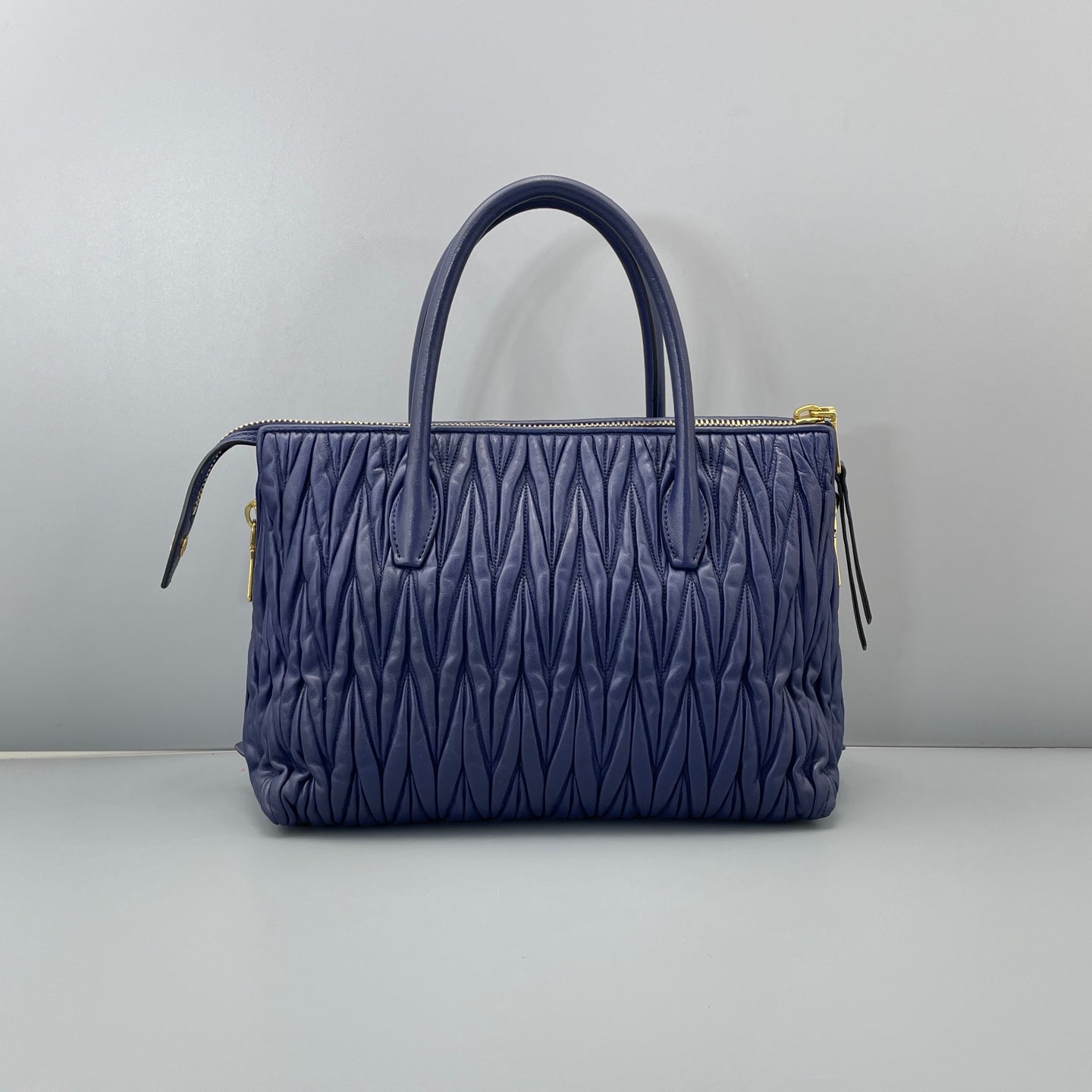 Miu Miu - Matelassé Top Handle Bag - Leather - Blue - (Medium)